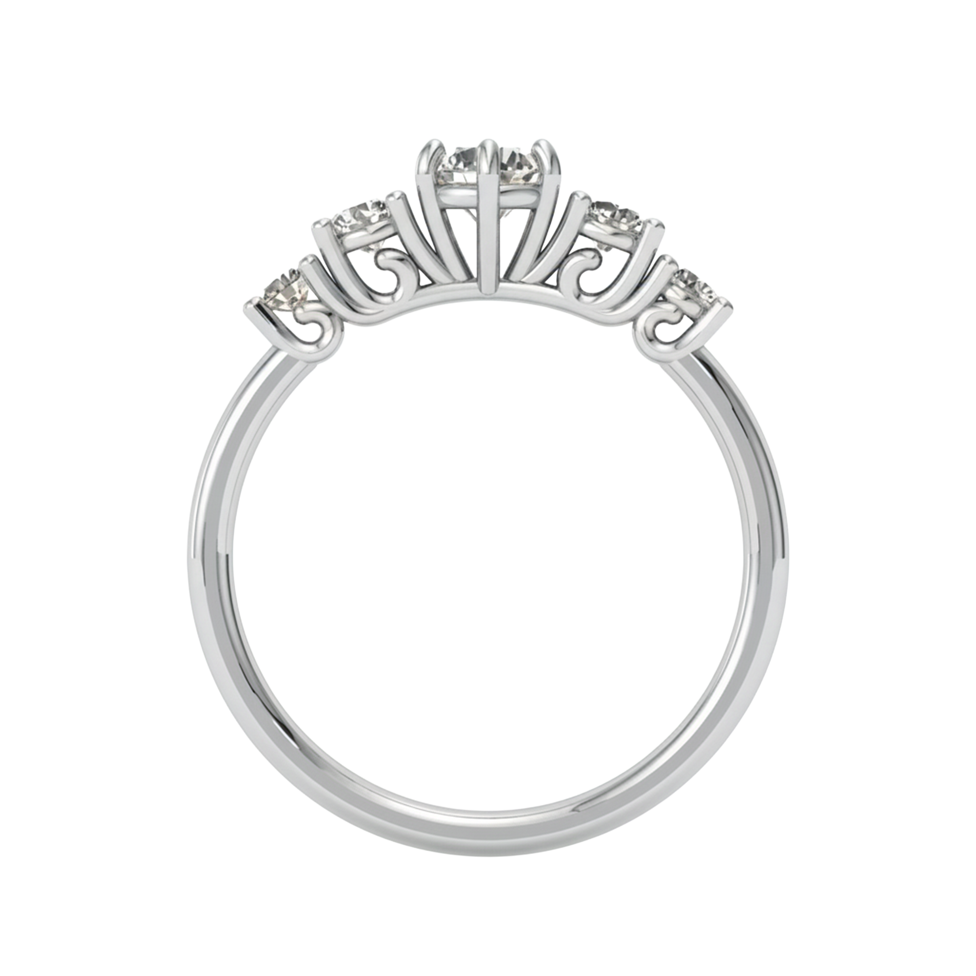 Vijf‑stenen ring met ronde diamanten 0,73 karaat