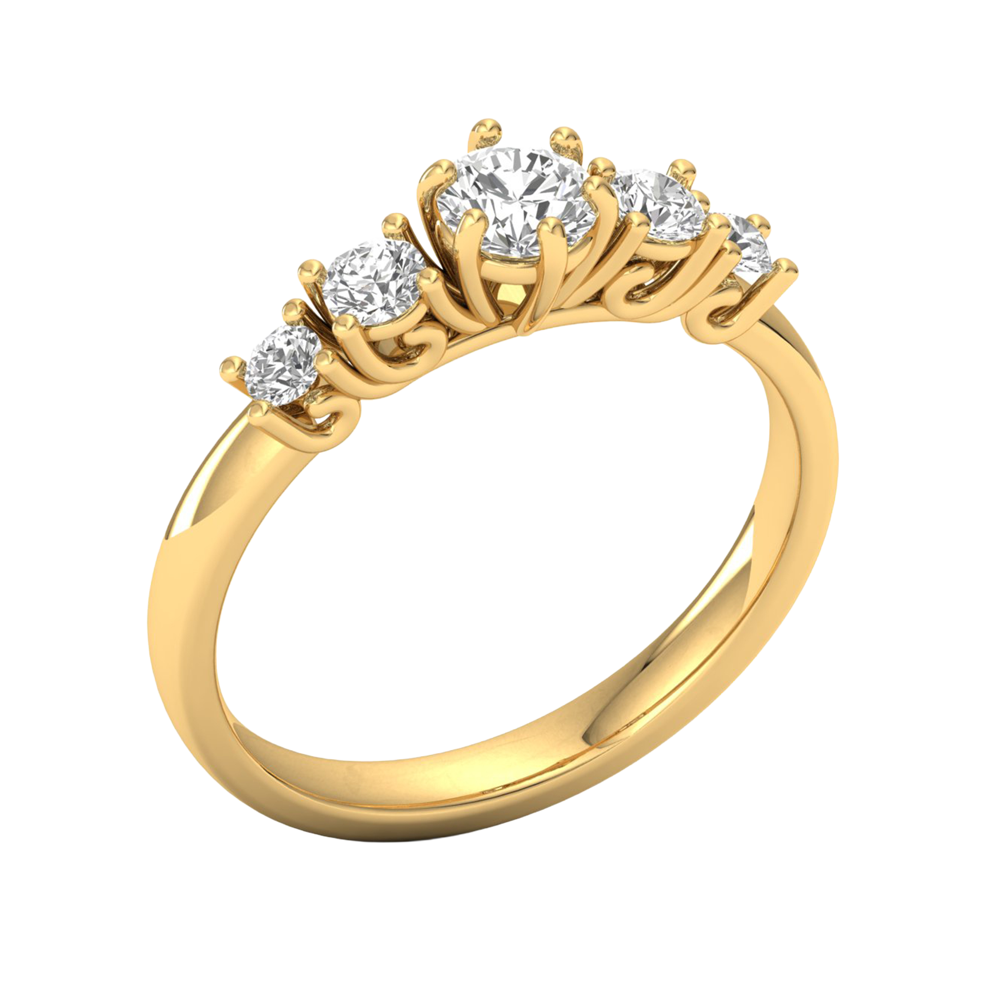 Vijf‑stenen ring met ronde diamanten 0,73 karaat