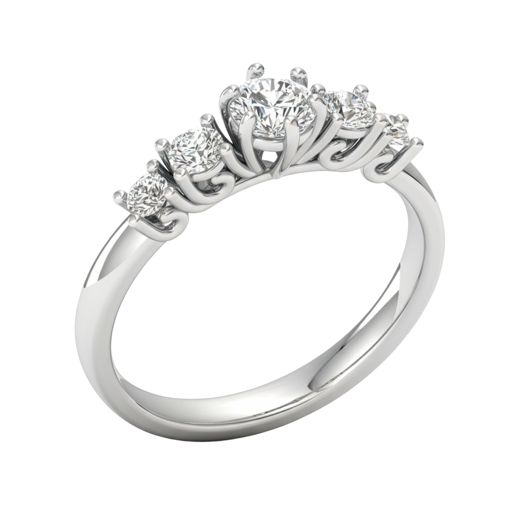 Vijf‑stenen ring met ronde diamanten 0,73 karaat