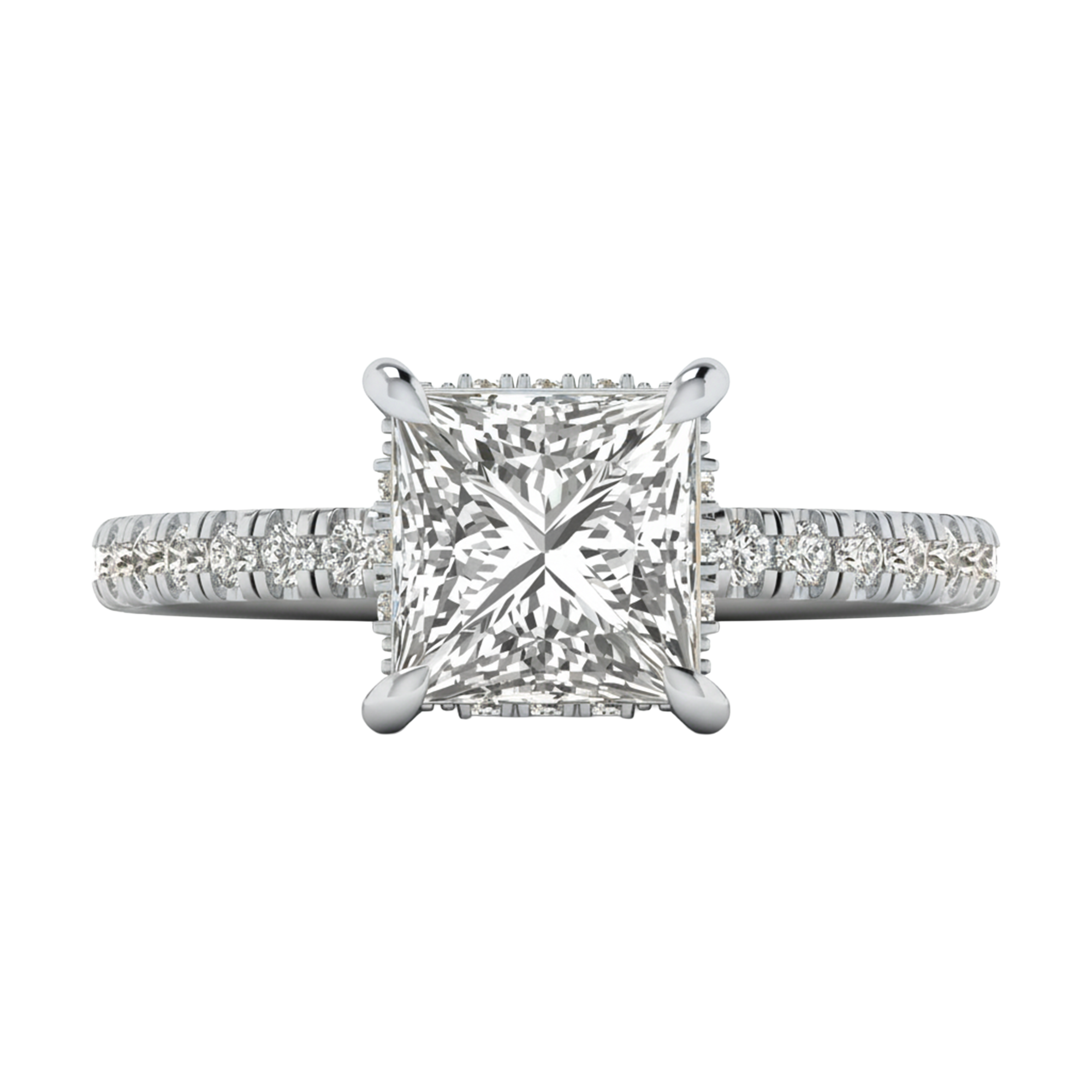 Jade Diamanten Solitaire Hidden Halo Pavé Ring Princess - 2.4ct