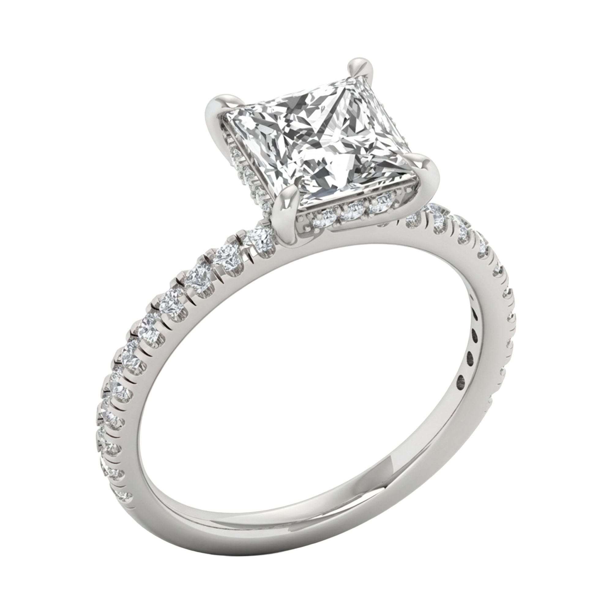 Jade Diamanten Solitaire Hidden Halo Pavé Ring Princess - 2.4ct