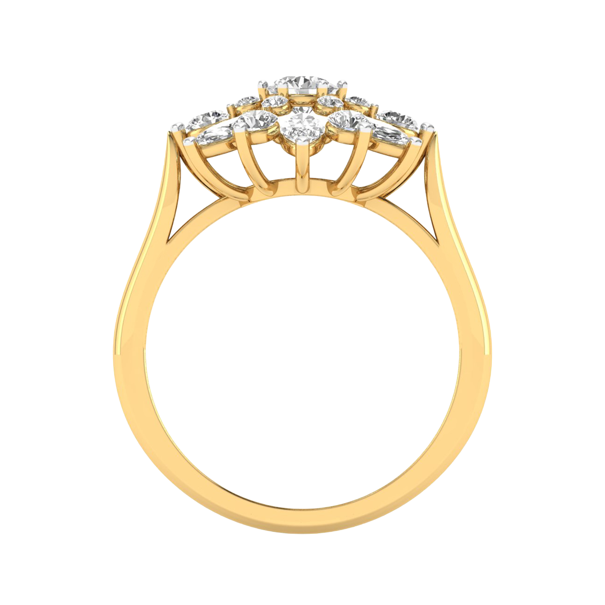 Entourage ring met marquise en ronde diamanten 1,63 karaat