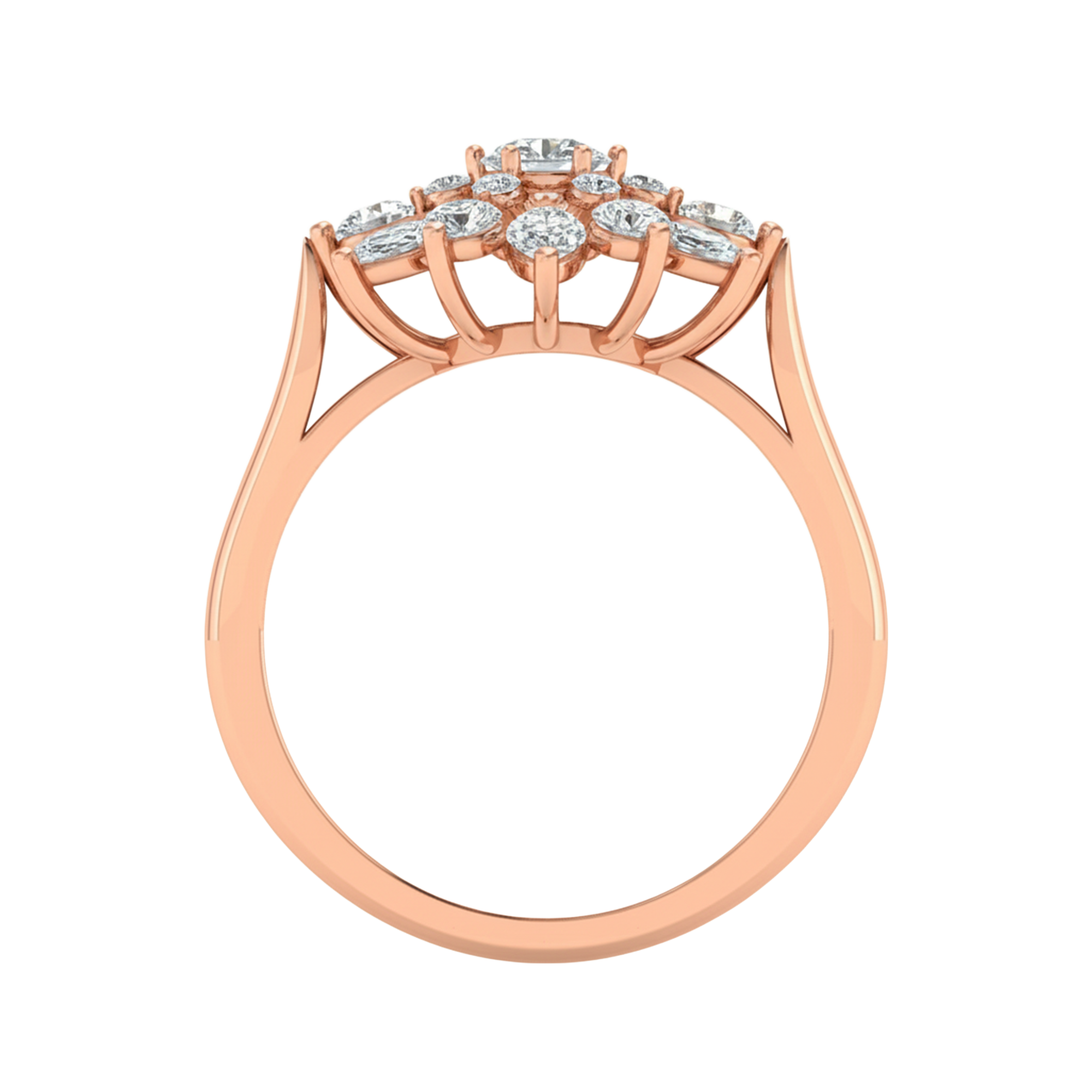 Entourage ring met marquise en ronde diamanten 1,63 karaat