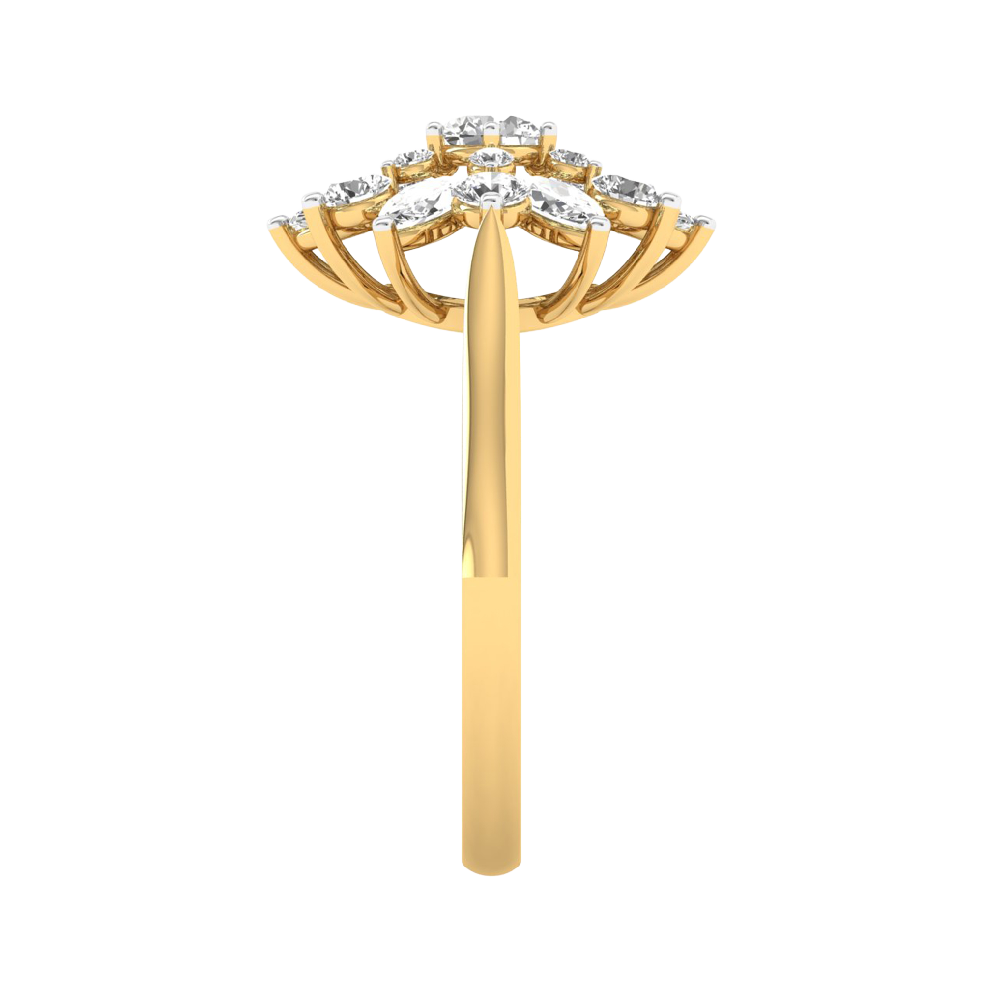 Entourage ring met marquise en ronde diamanten 1,63 karaat