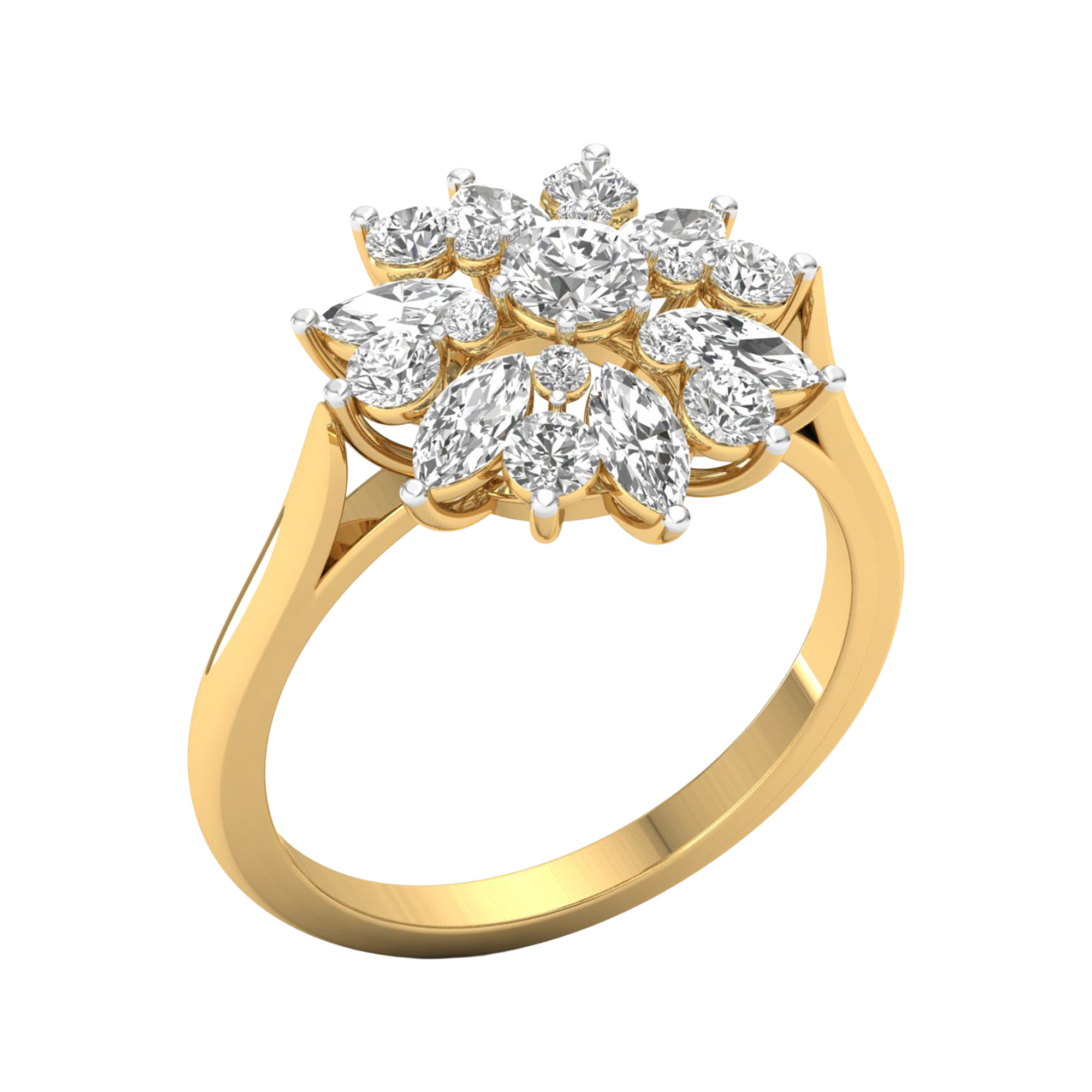 Entourage ring met marquise en ronde diamanten 1,63 karaat