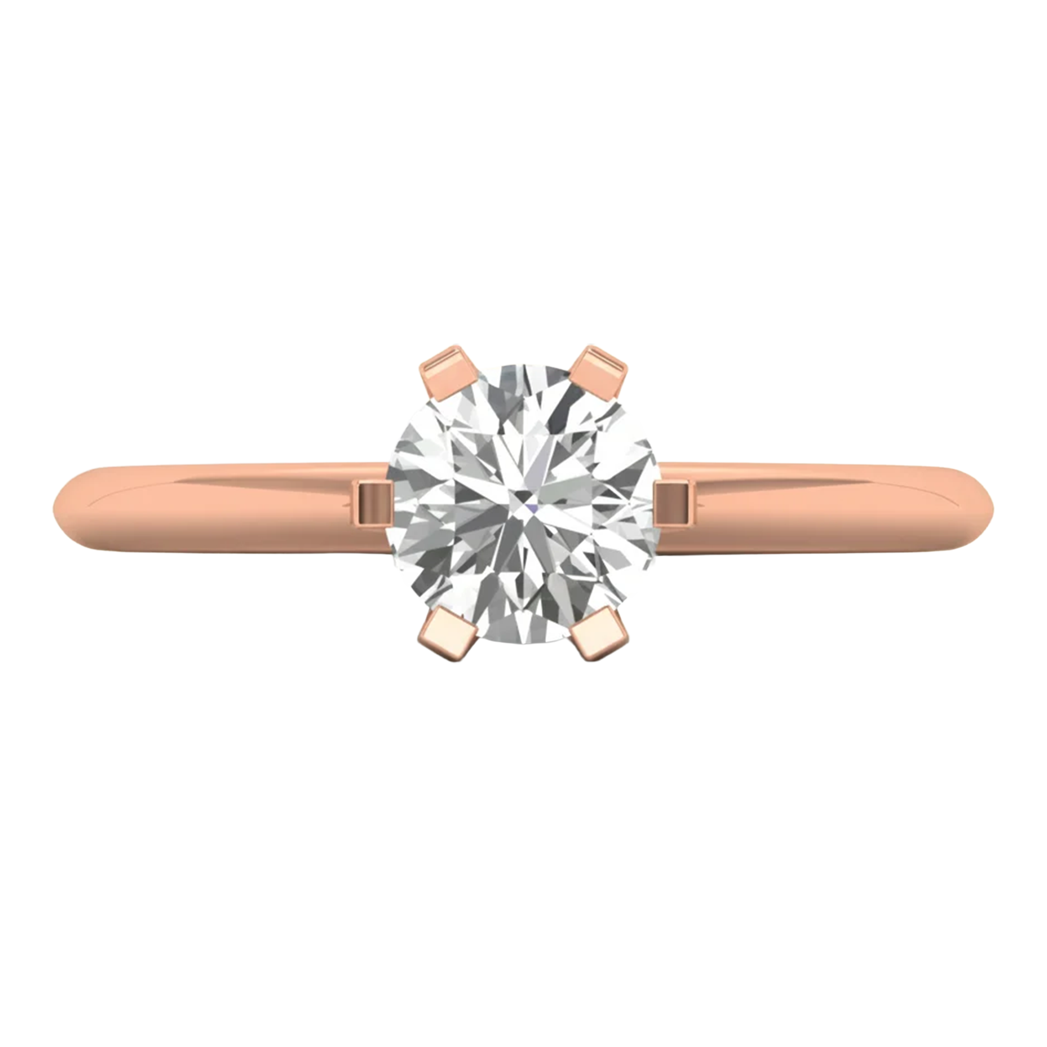 Solitaire Ring met 6‑Poots Zetting en Full‑Round Band 1,1 karaat
