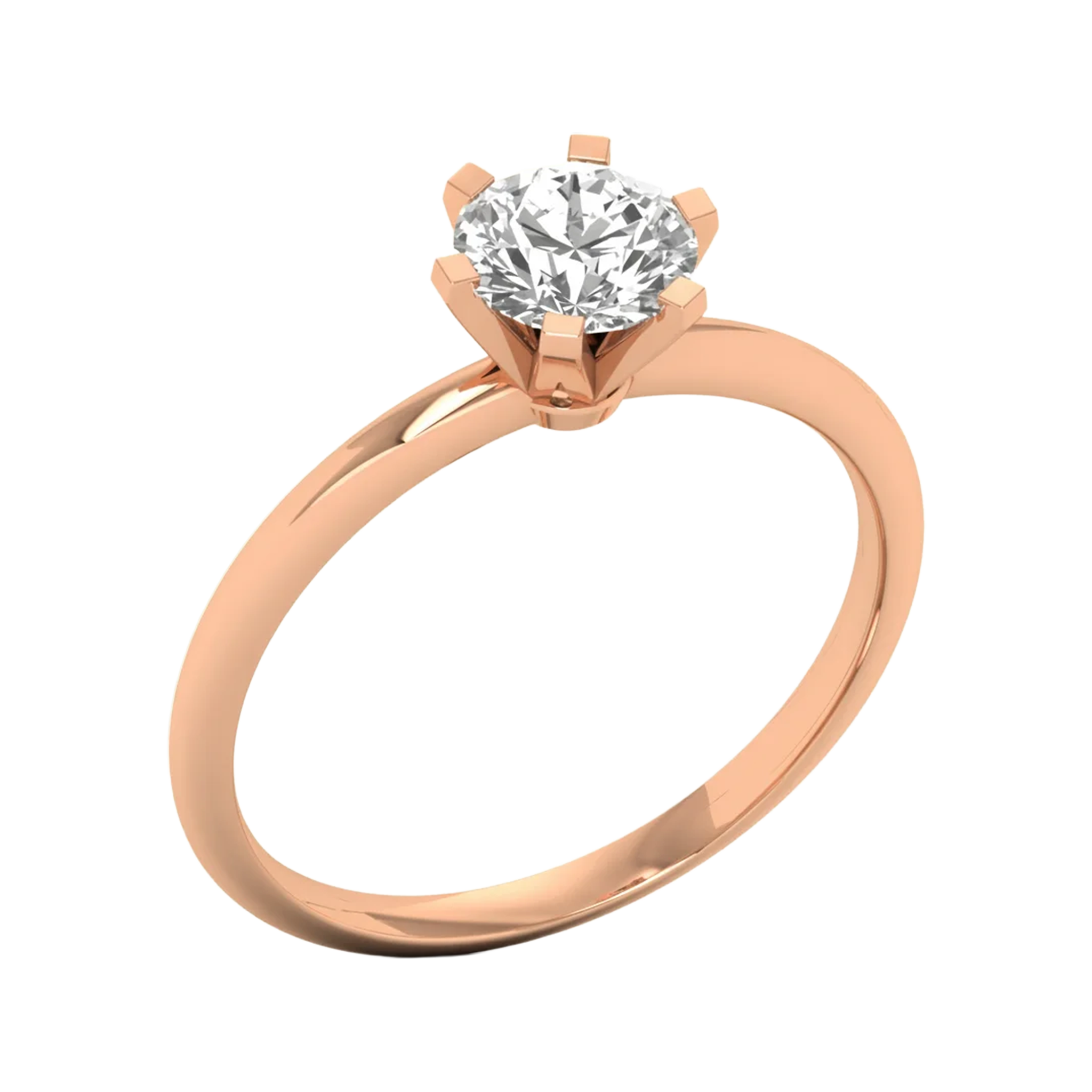 Solitaire Ring met 6‑Poots Zetting en Full‑Round Band 1,1 karaat