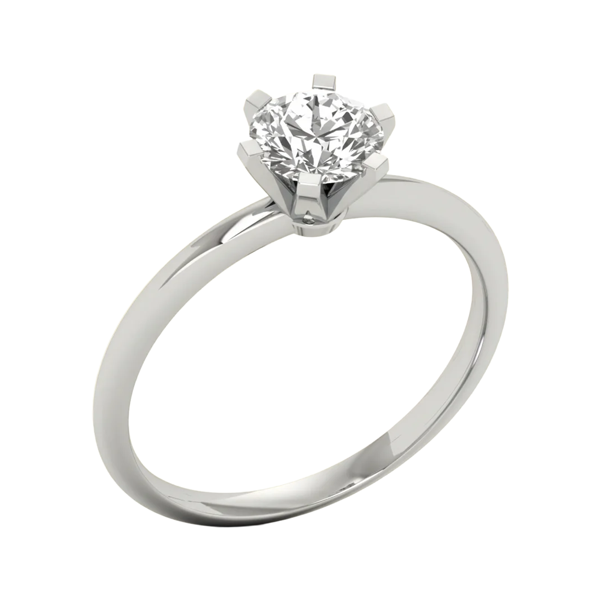 Solitaire Ring met 6‑Poots Zetting en Full‑Round Band 1,1 karaat