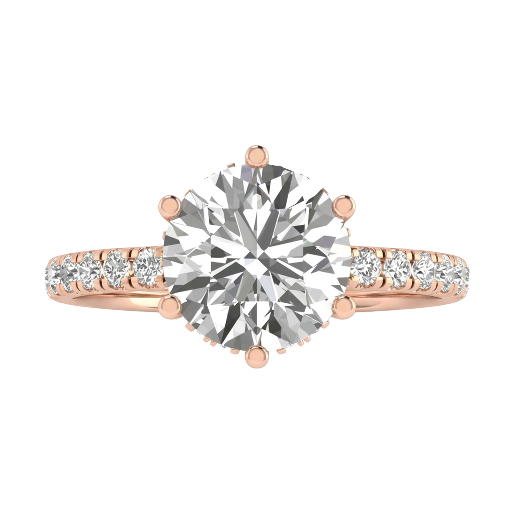 Ronde solitair met pavé-band en hidden halo 4,13 karaat