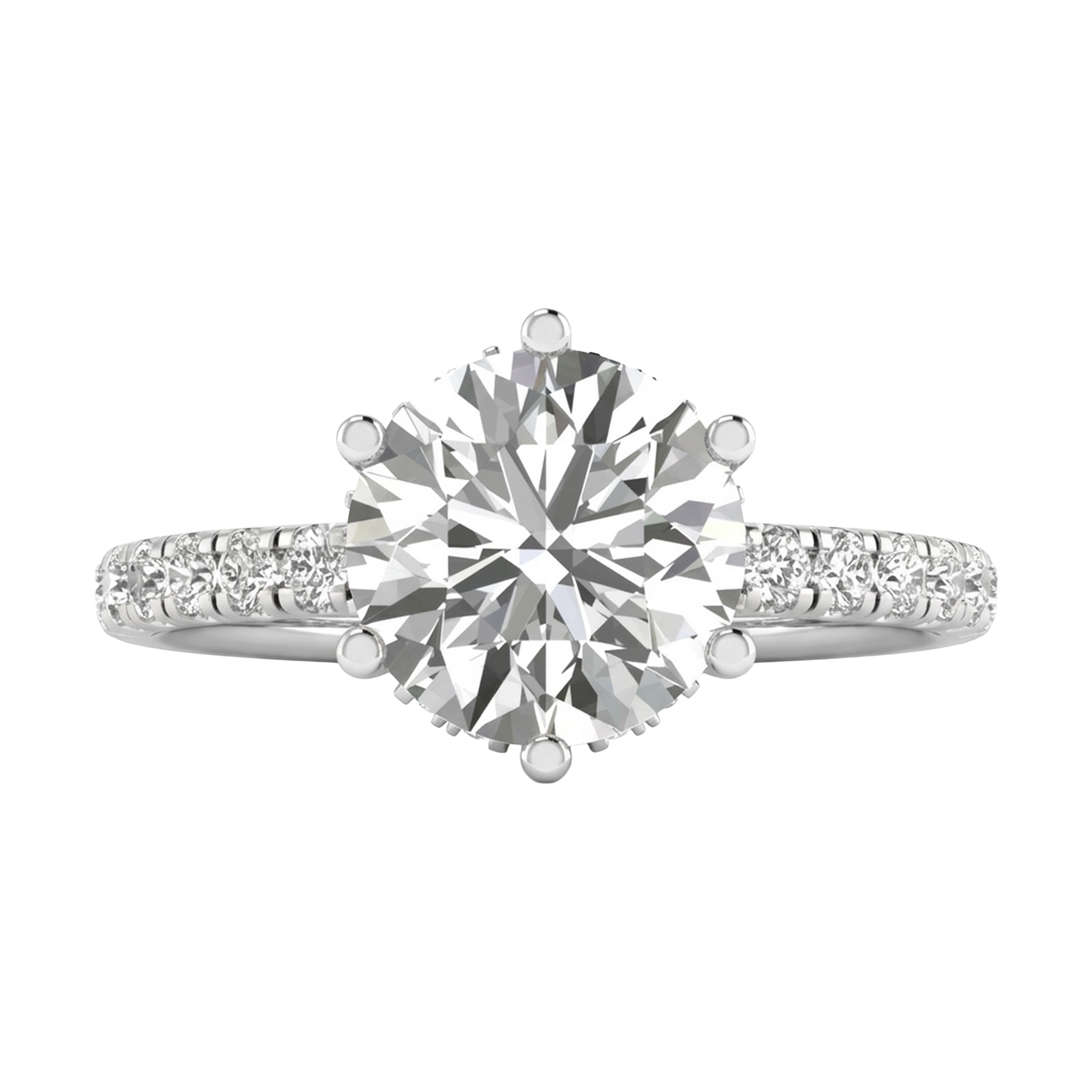 Ronde solitair met pavé-band en hidden halo 4,13 karaat