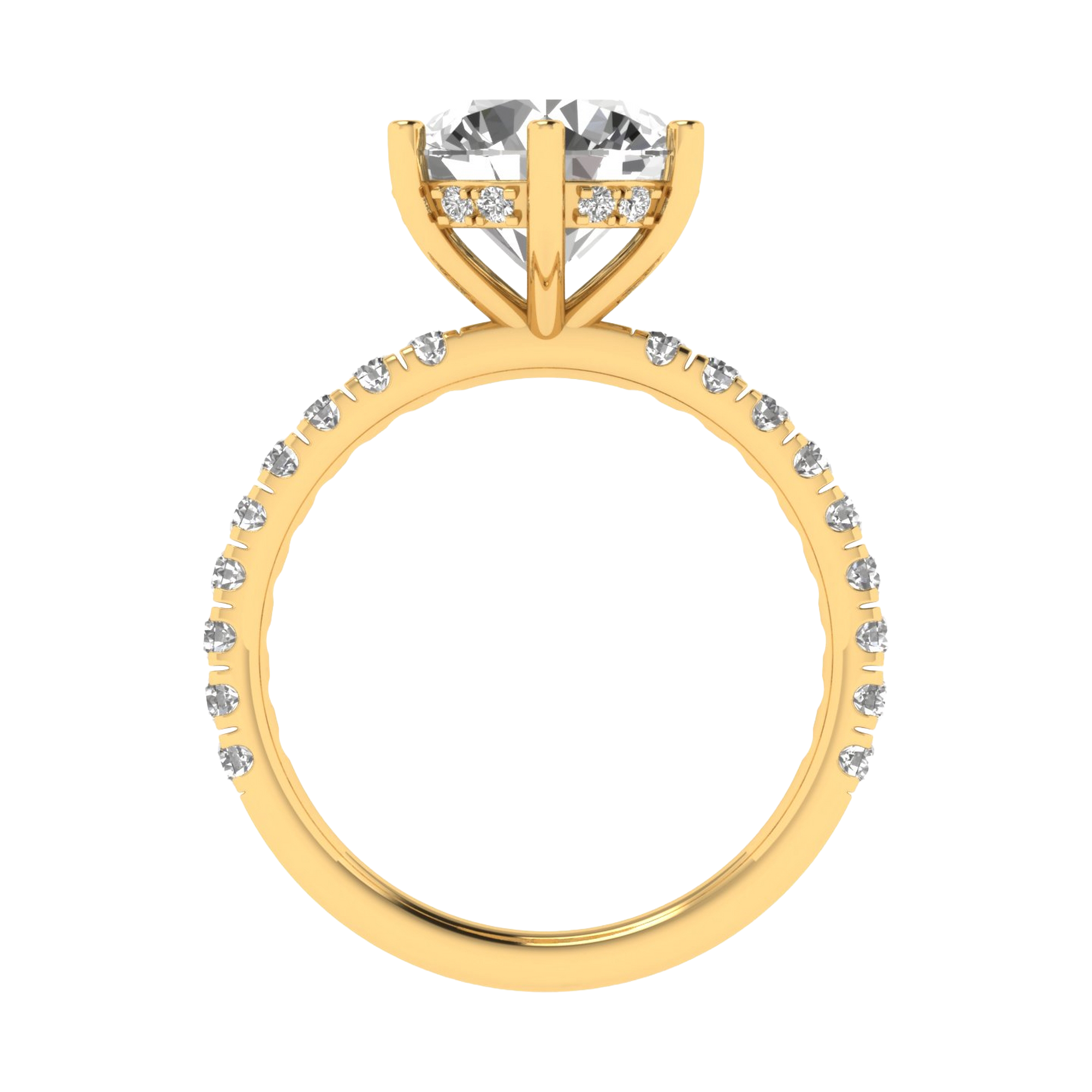 Ronde solitair met pavé-band en hidden halo 4,13 karaat