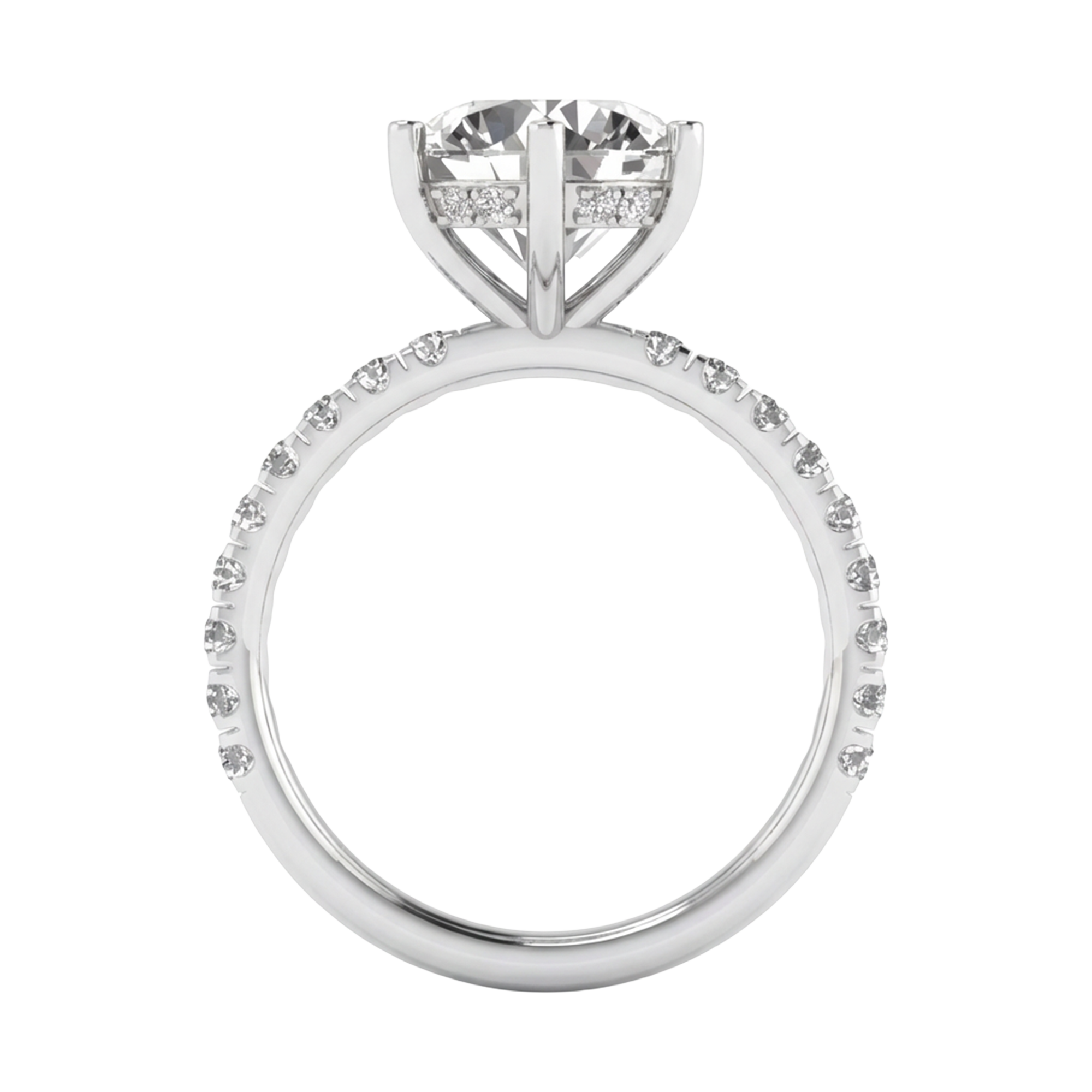 Ronde solitair met pavé-band en hidden halo 4,13 karaat