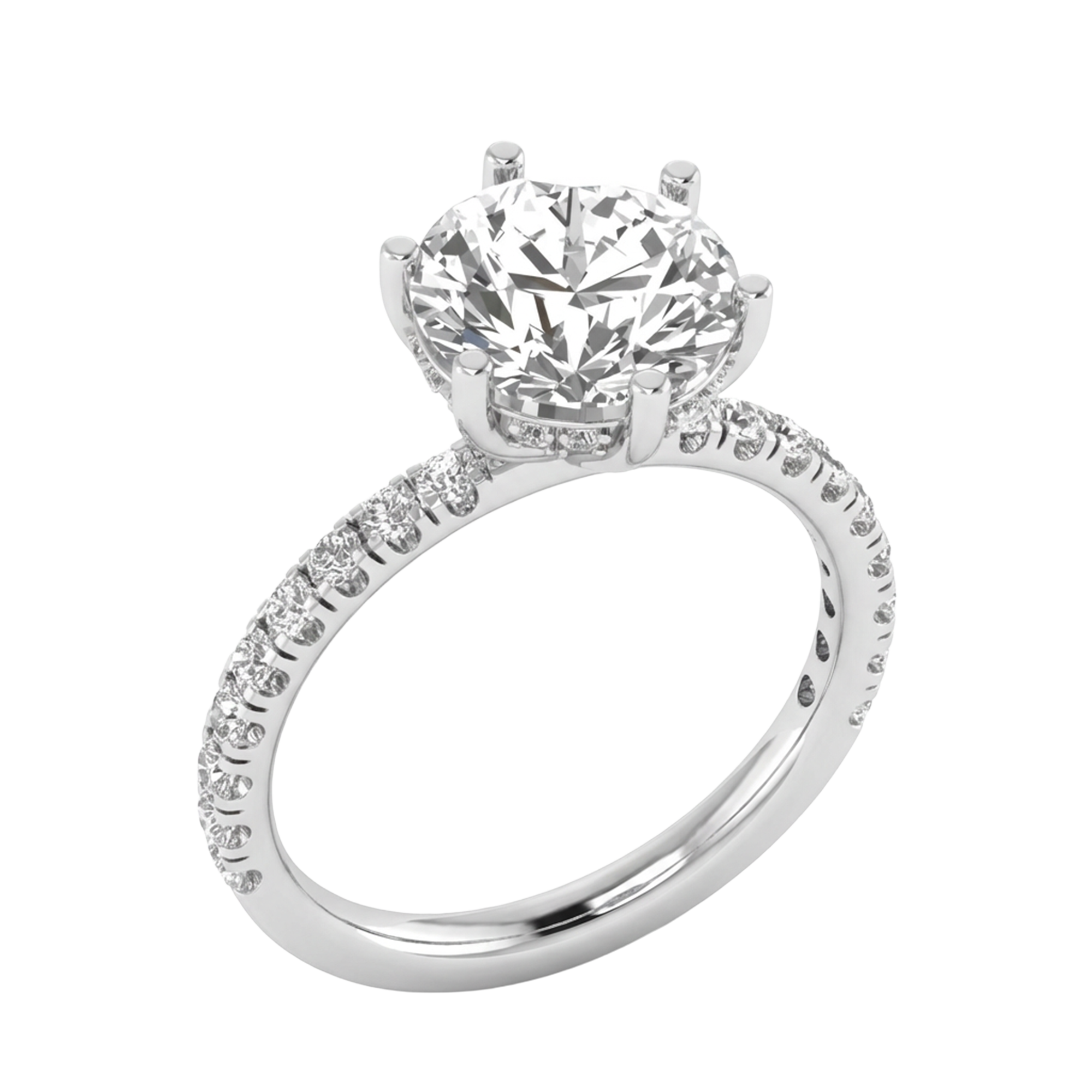 Ronde solitair met pavé-band en hidden halo 4,13 karaat