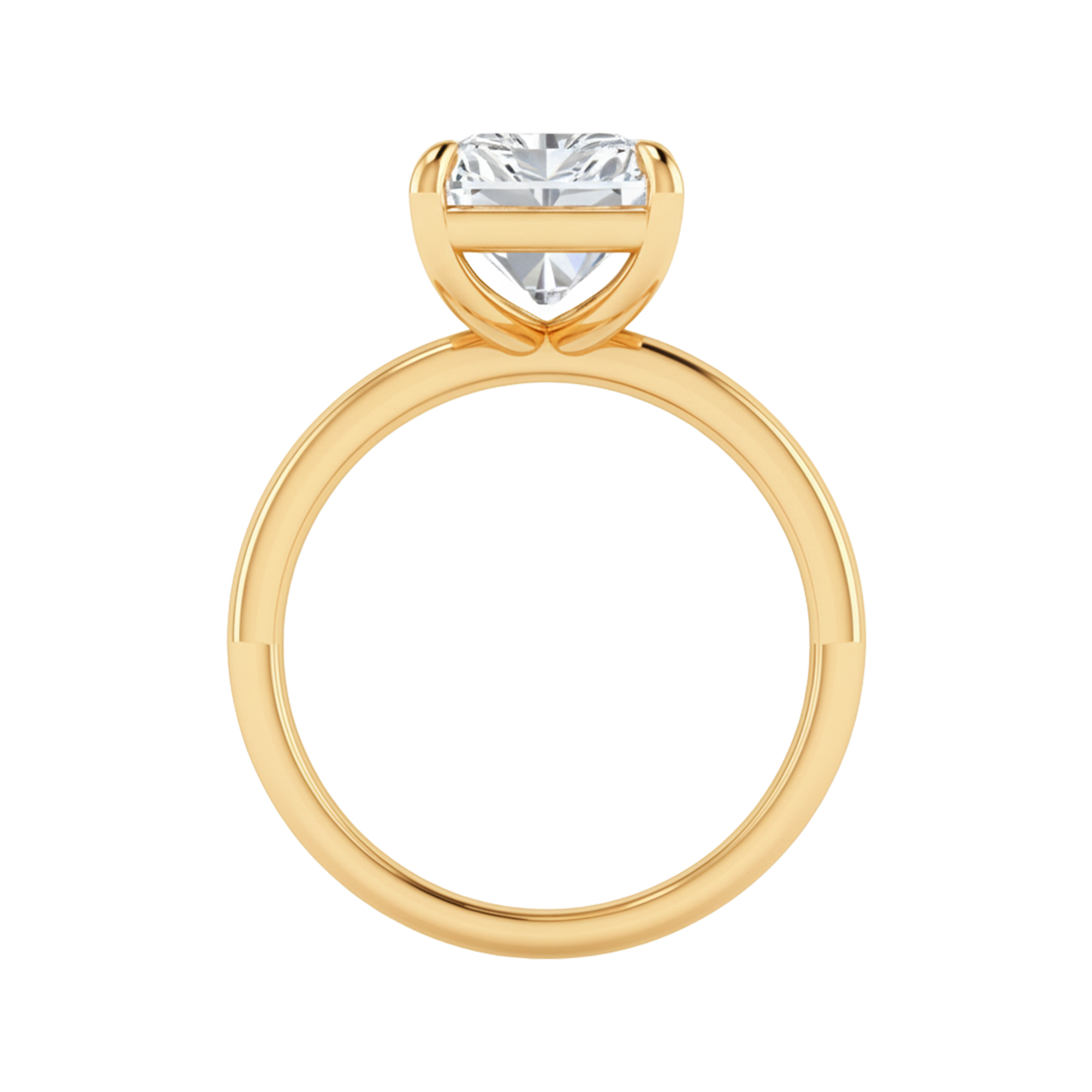 Solitaire radiant cut ring met rechthoekige band 5 karaat