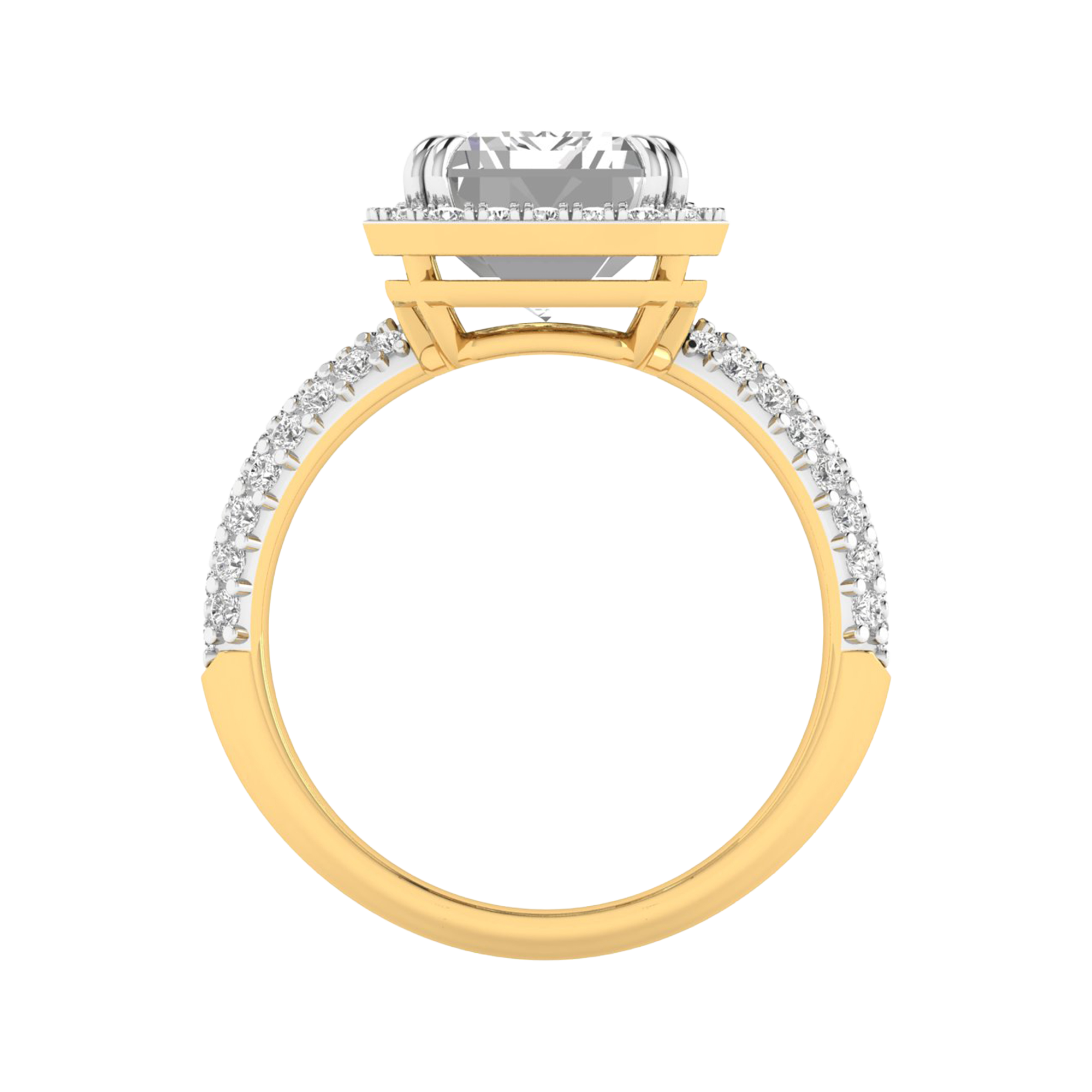 Emerald ring met pavé ronde diamanten 6,34 karaat