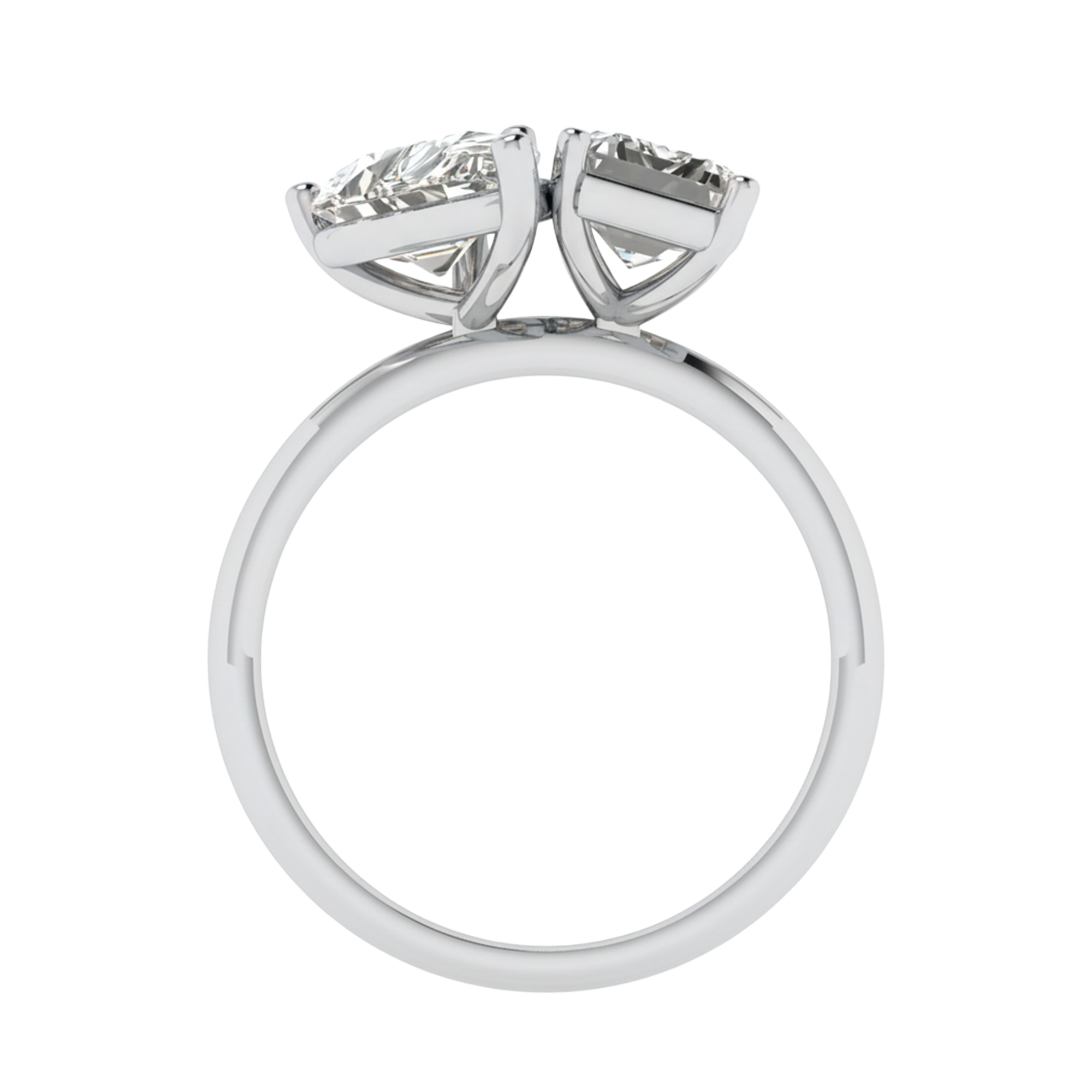 Toi‑et‑moi ring met peer en emerald diamant 4 karaat