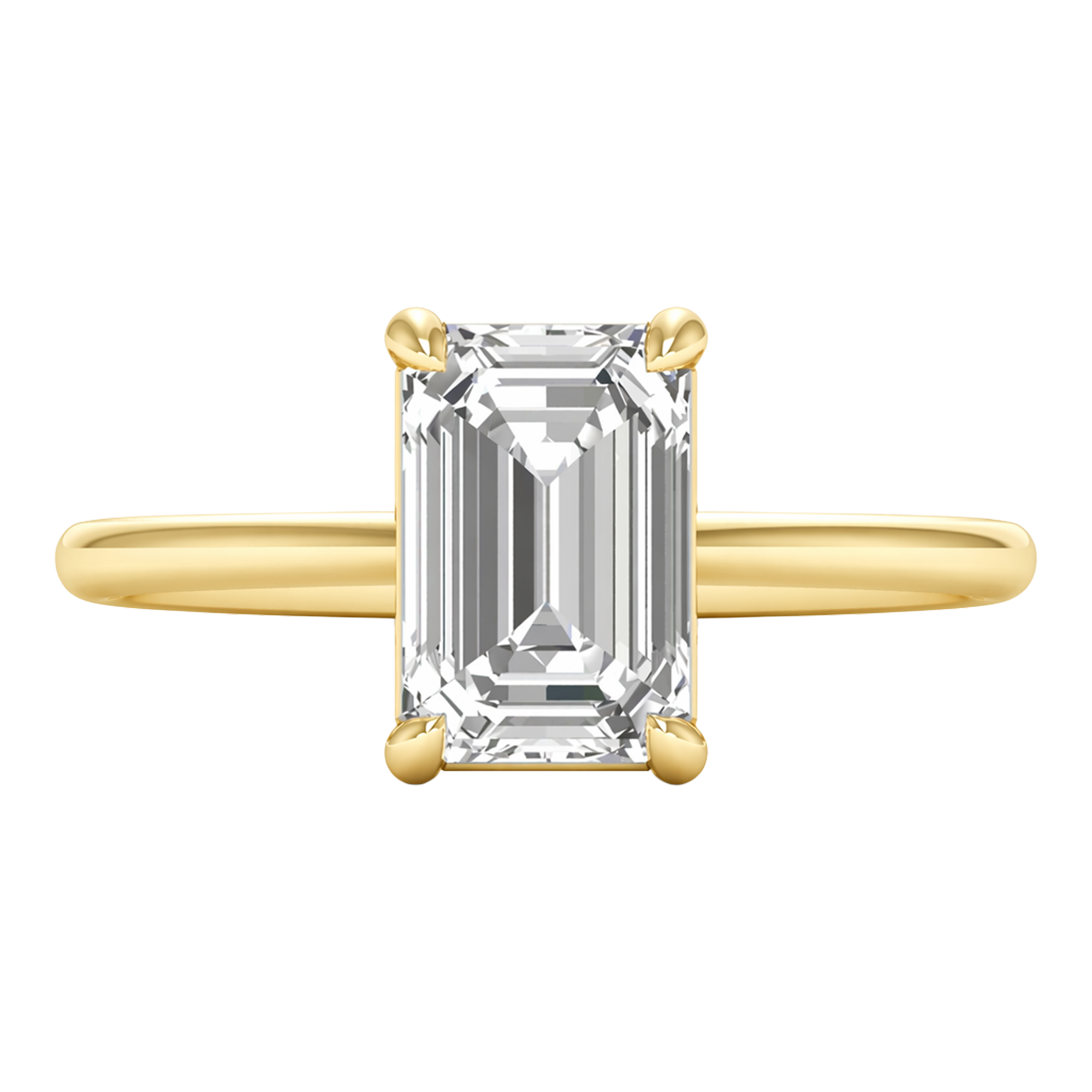 Solitaire ring with emerald cut diamond and round band 1-3 carat