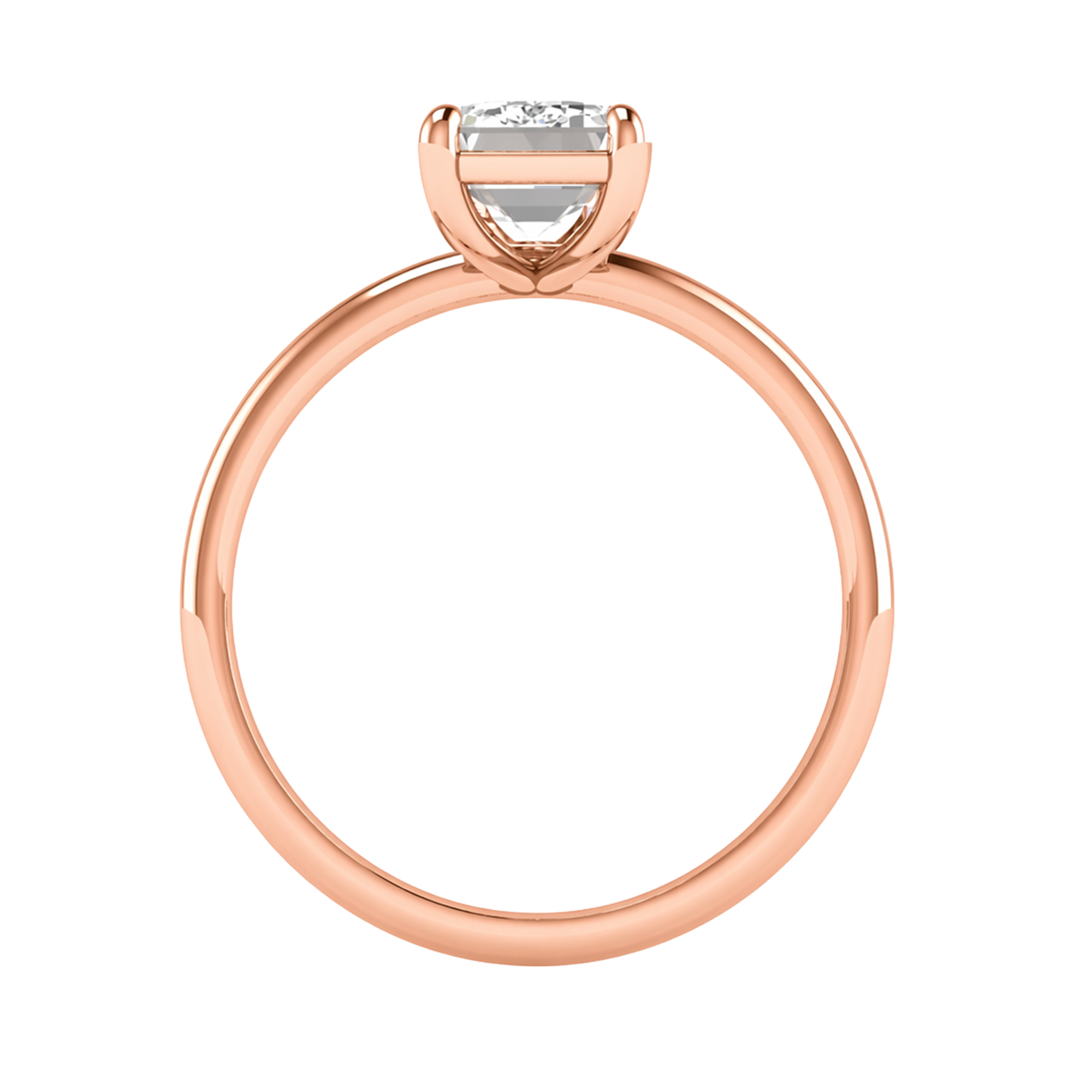 Solitaire ring with emerald cut diamond and round band 1-3 carat