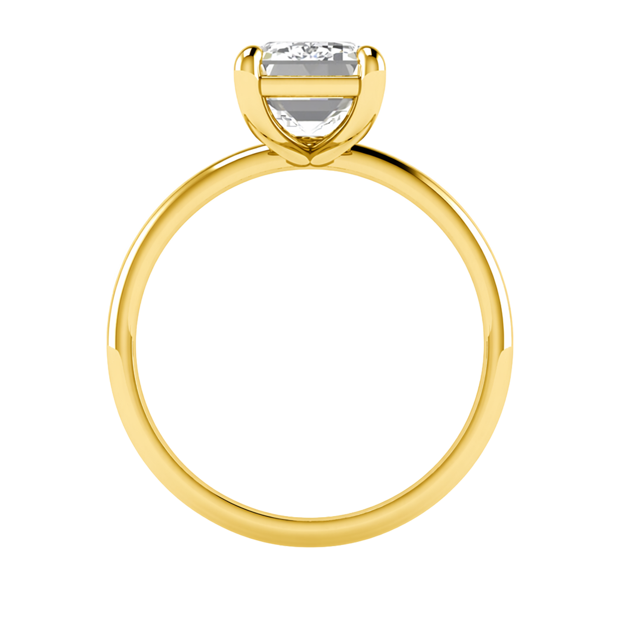 Solitaire ring with emerald cut diamond and round band 1-3 carat