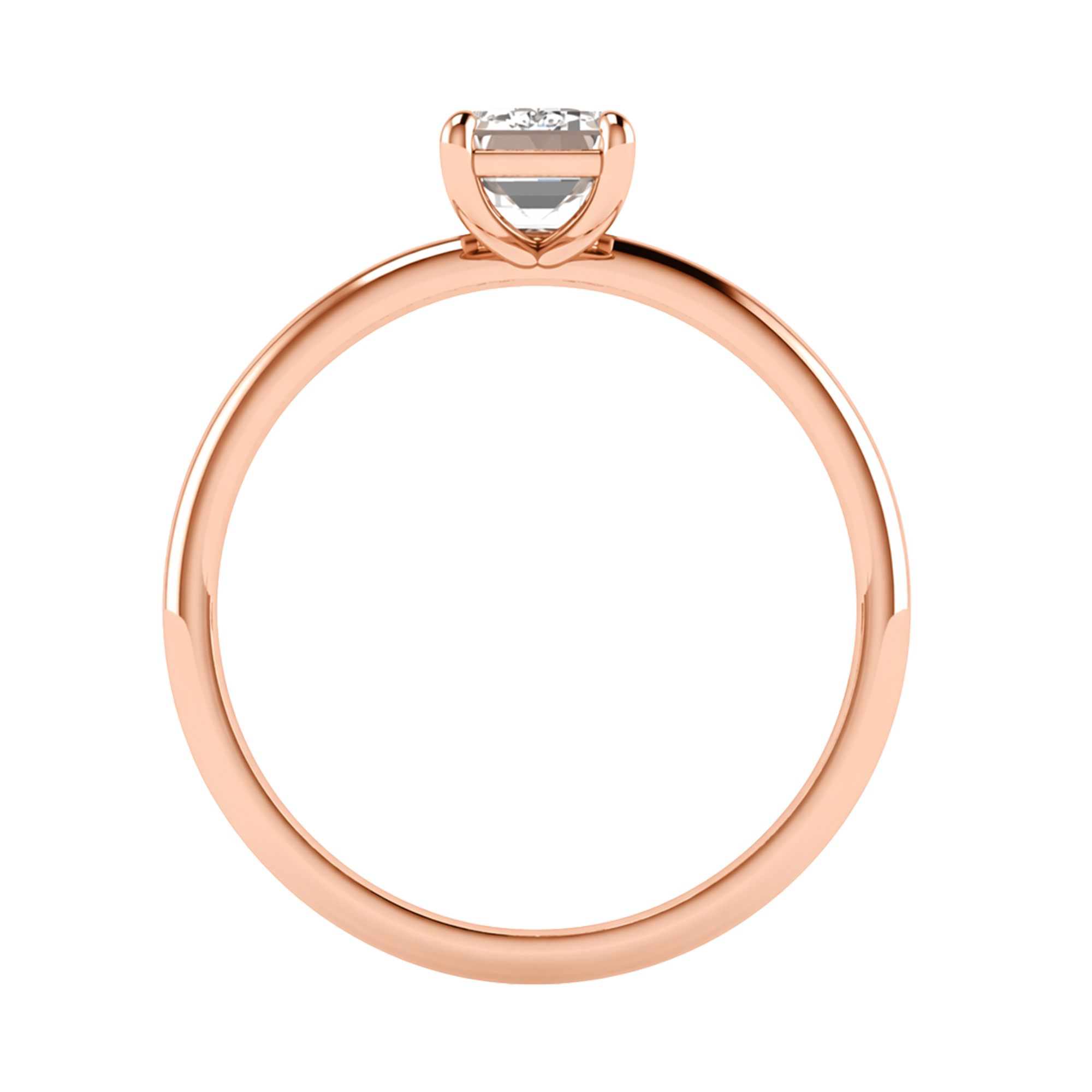 Solitaire ring with emerald cut diamond and round band 1-3 carat