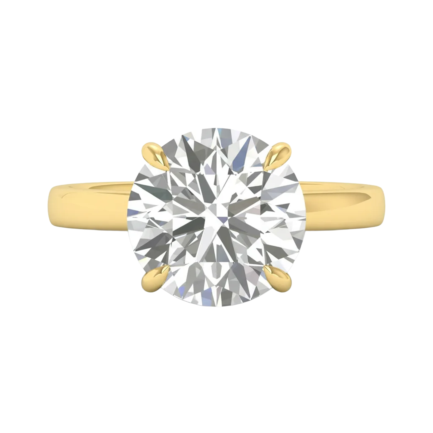 Solitaire Ring met Grote Diamant 5 karaat en half-round Band