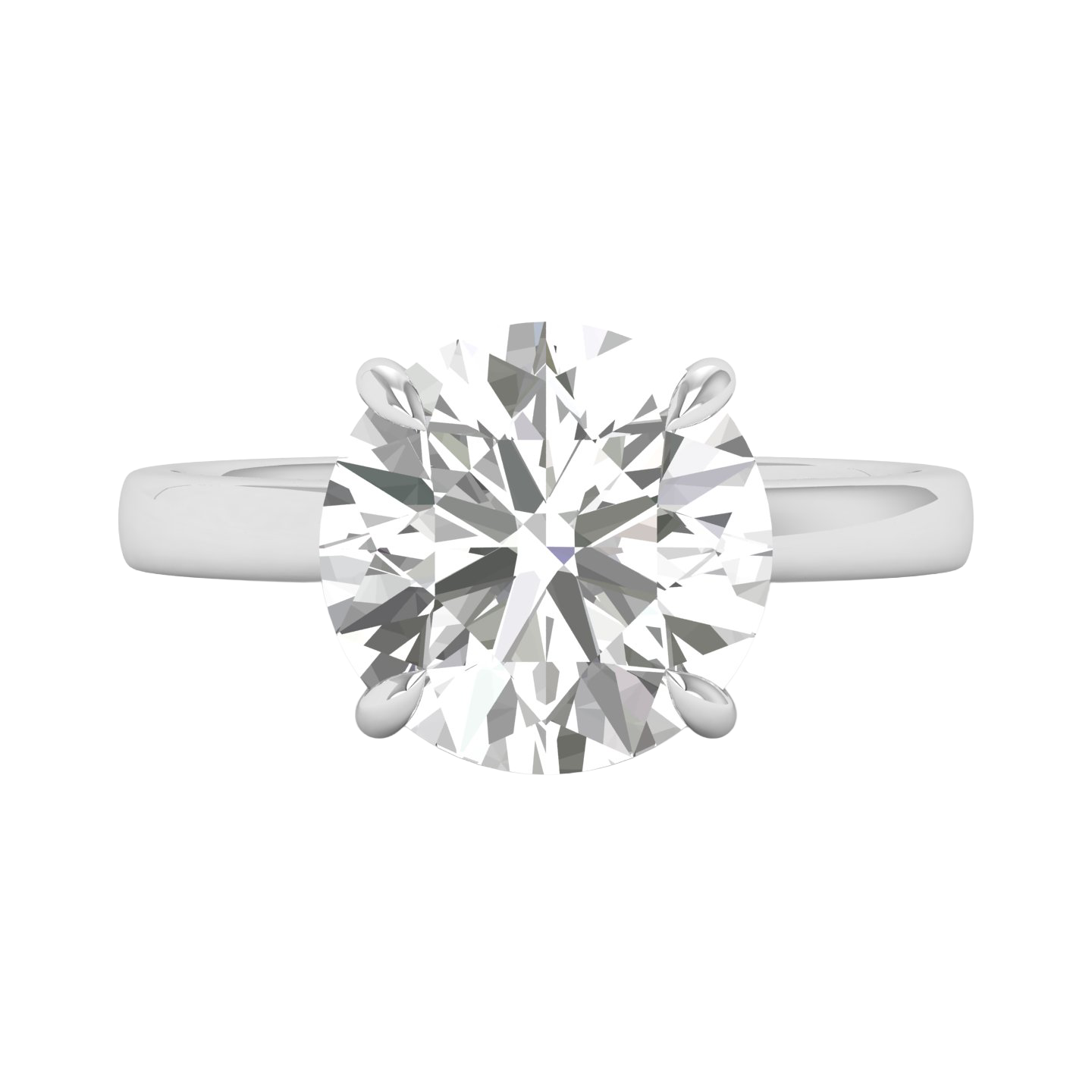 Solitaire Ring met Grote Diamant 5 karaat en half-round Band