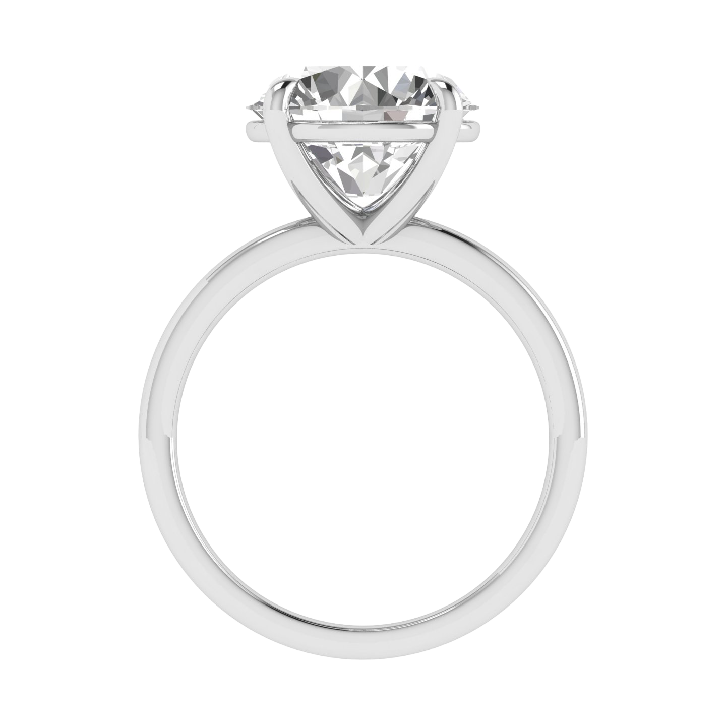Solitaire Ring met Grote Diamant 5 karaat en half-round Band