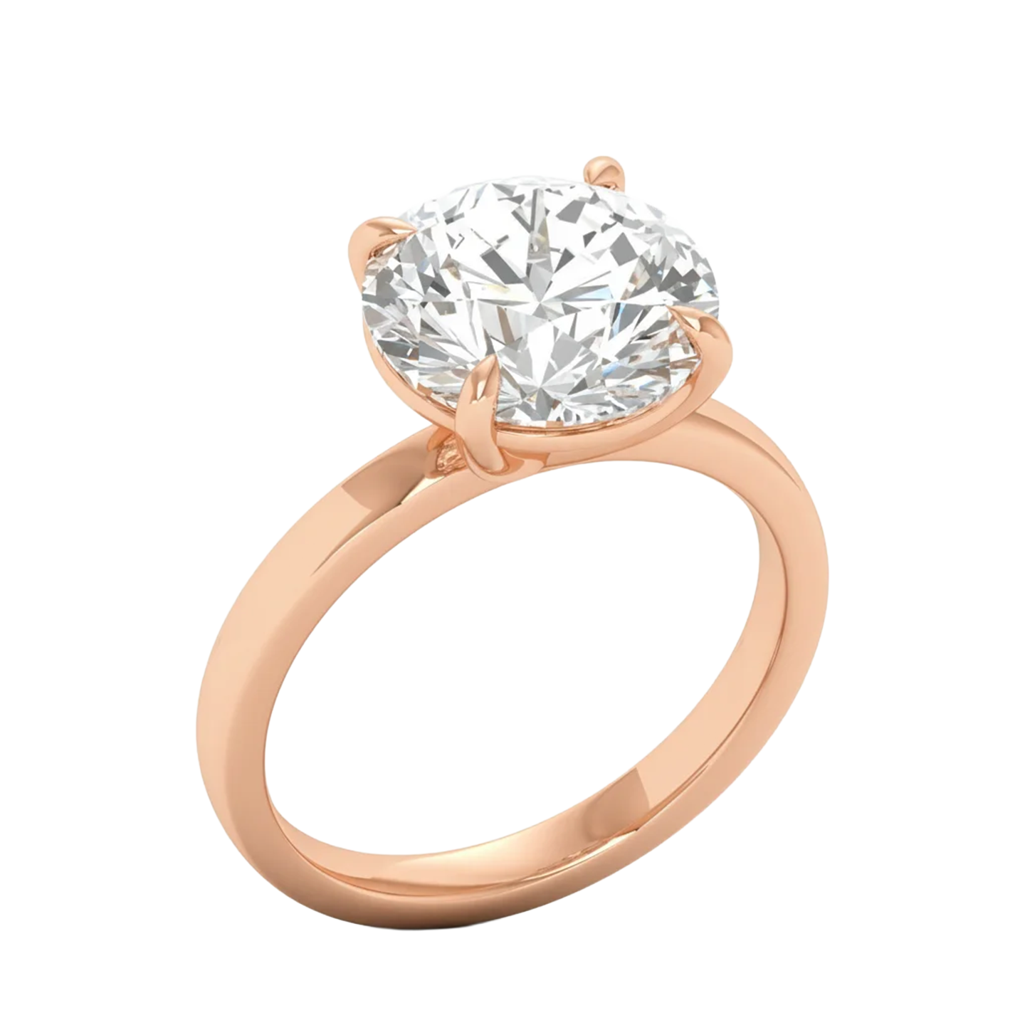 Solitaire Ring met Grote Diamant 5 karaat en half-round Band