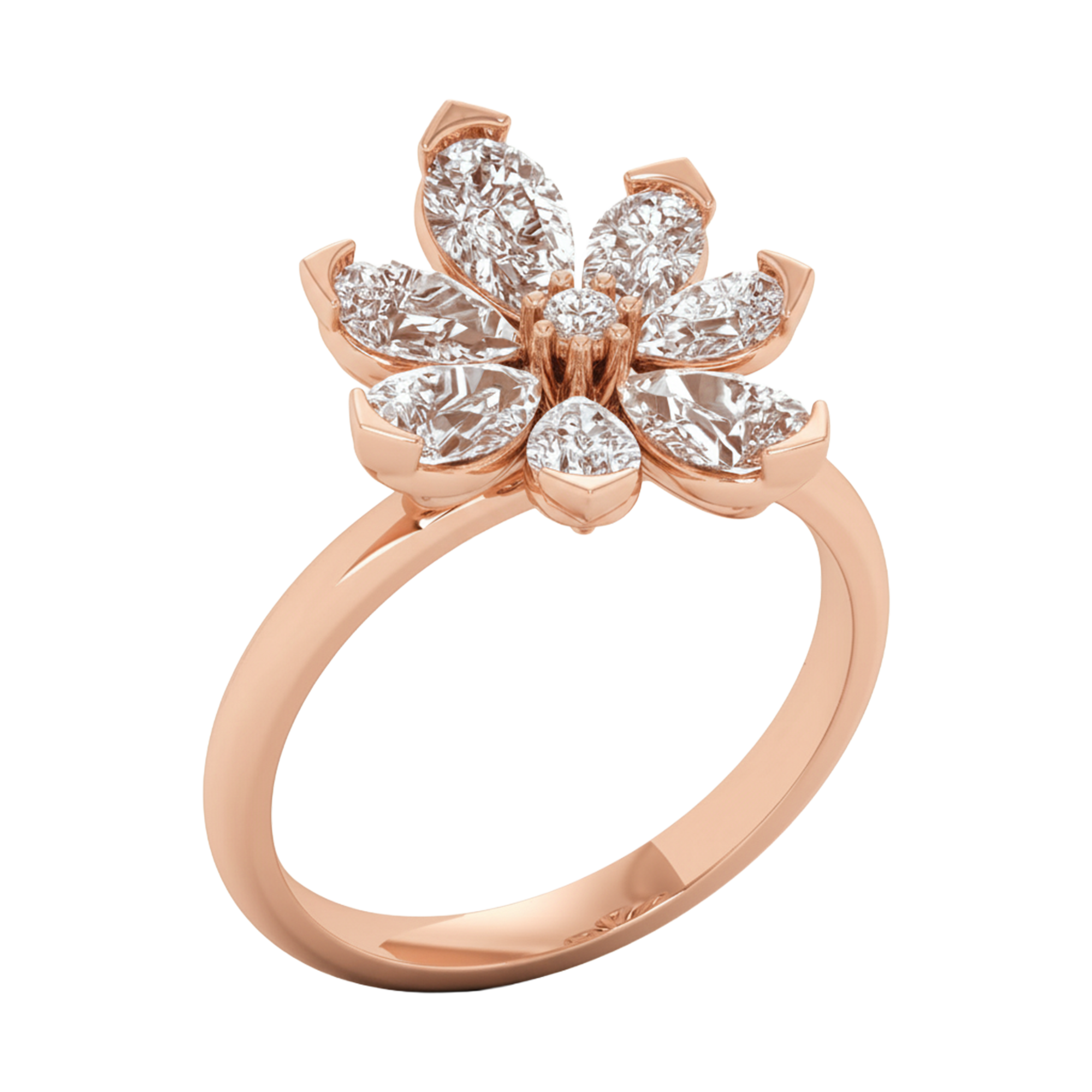 Entourage ring met bloemdesign van peer en ronde diamanten 1,7 karaat