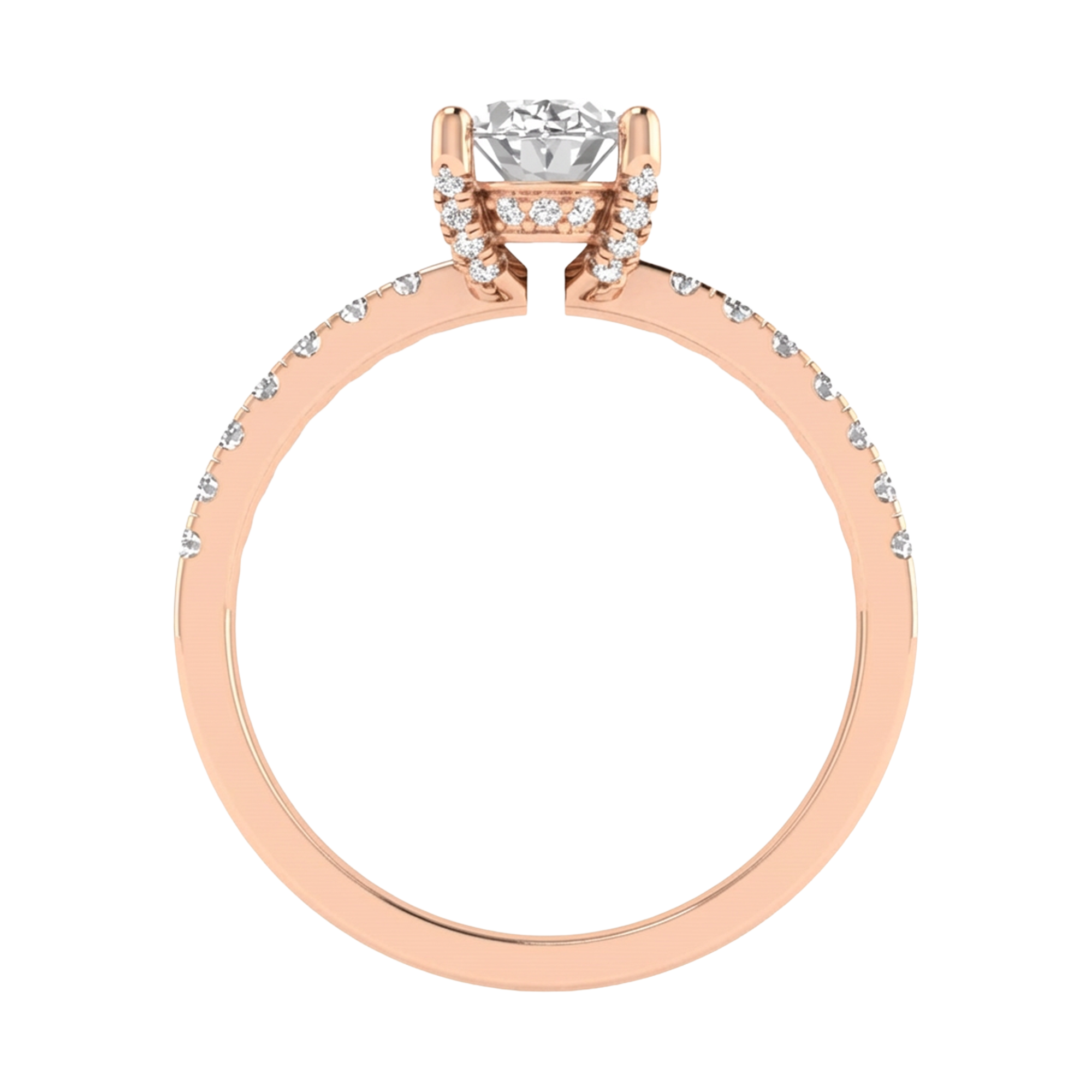 Ovaal 1.3 karaat solitair met hidden halo en prong‑diamanten