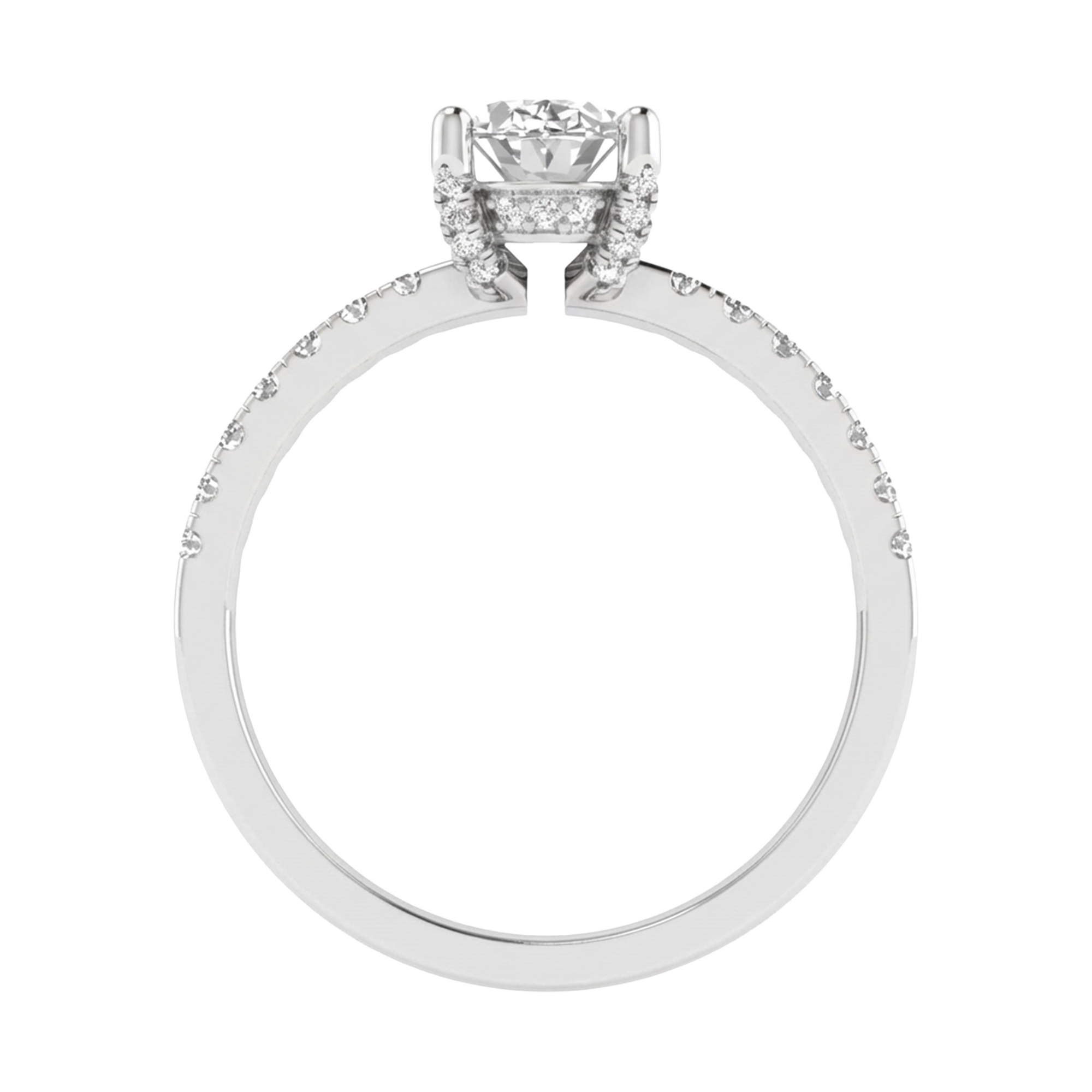 Ovaal 1.3 karaat solitair met hidden halo en prong‑diamanten