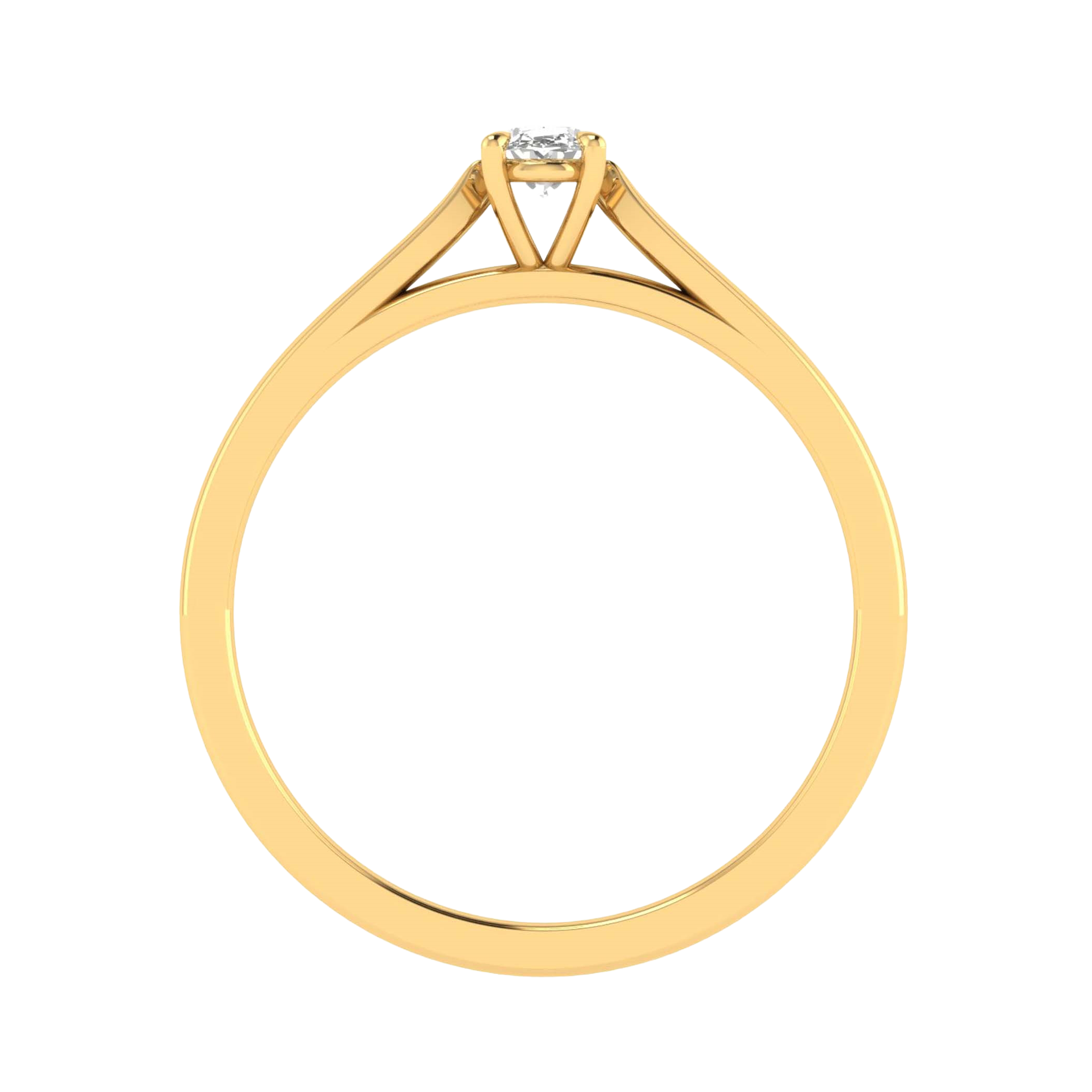 Ovale Solitaire Ring met 4‑Poots Zetting en Flat‑Rectangular Band 0,25–3 karaat