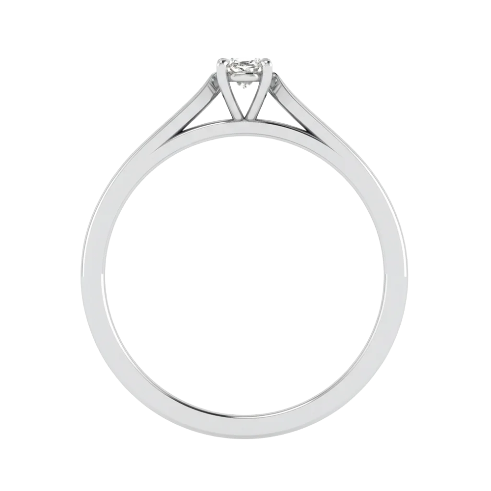 Ovale Solitaire Ring met 4‑Poots Zetting en Flat‑Rectangular Band 0,25–3 karaat