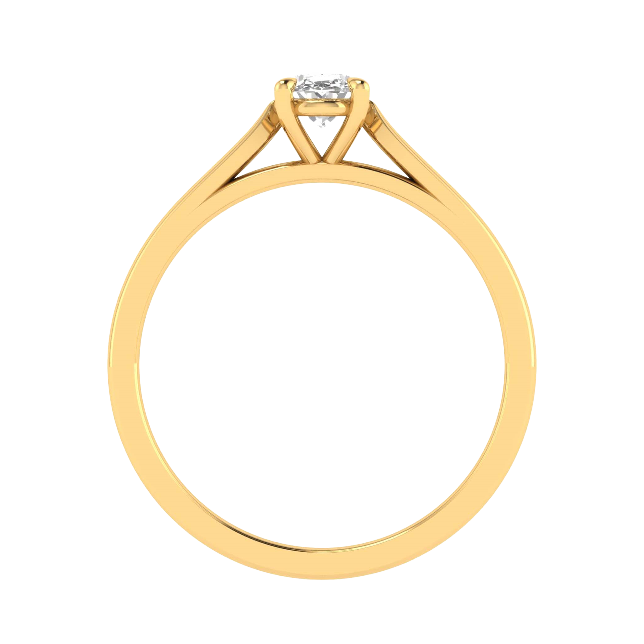 Ovale Solitaire Ring met 4‑Poots Zetting en Flat‑Rectangular Band 0,25–3 karaat
