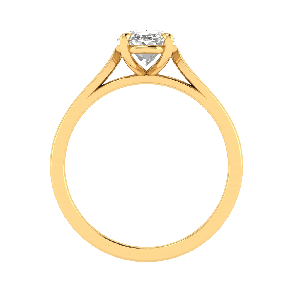 Ovale Solitaire Ring met 4‑Poots Zetting en Flat‑Rectangular Band 0,25–3 karaat