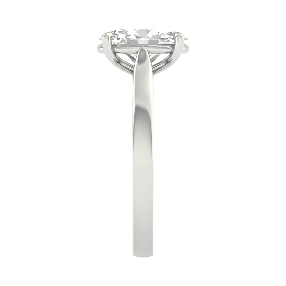 Ovale Solitaire Ring met 4‑Poots Zetting en Flat‑Rectangular Band 0,25–3 karaat