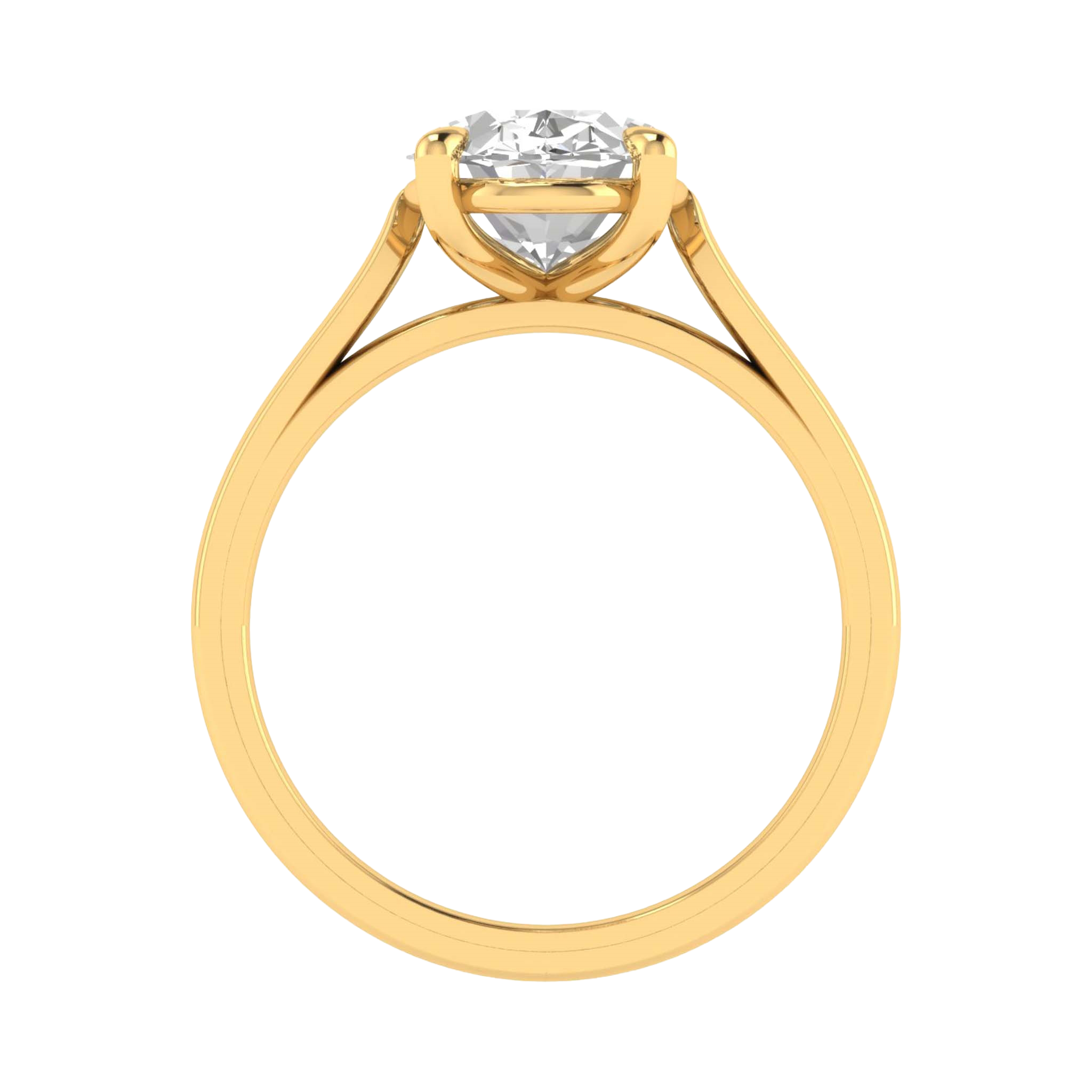 Ovale Solitaire Ring met 4‑Poots Zetting en Flat‑Rectangular Band 0,25–3 karaat