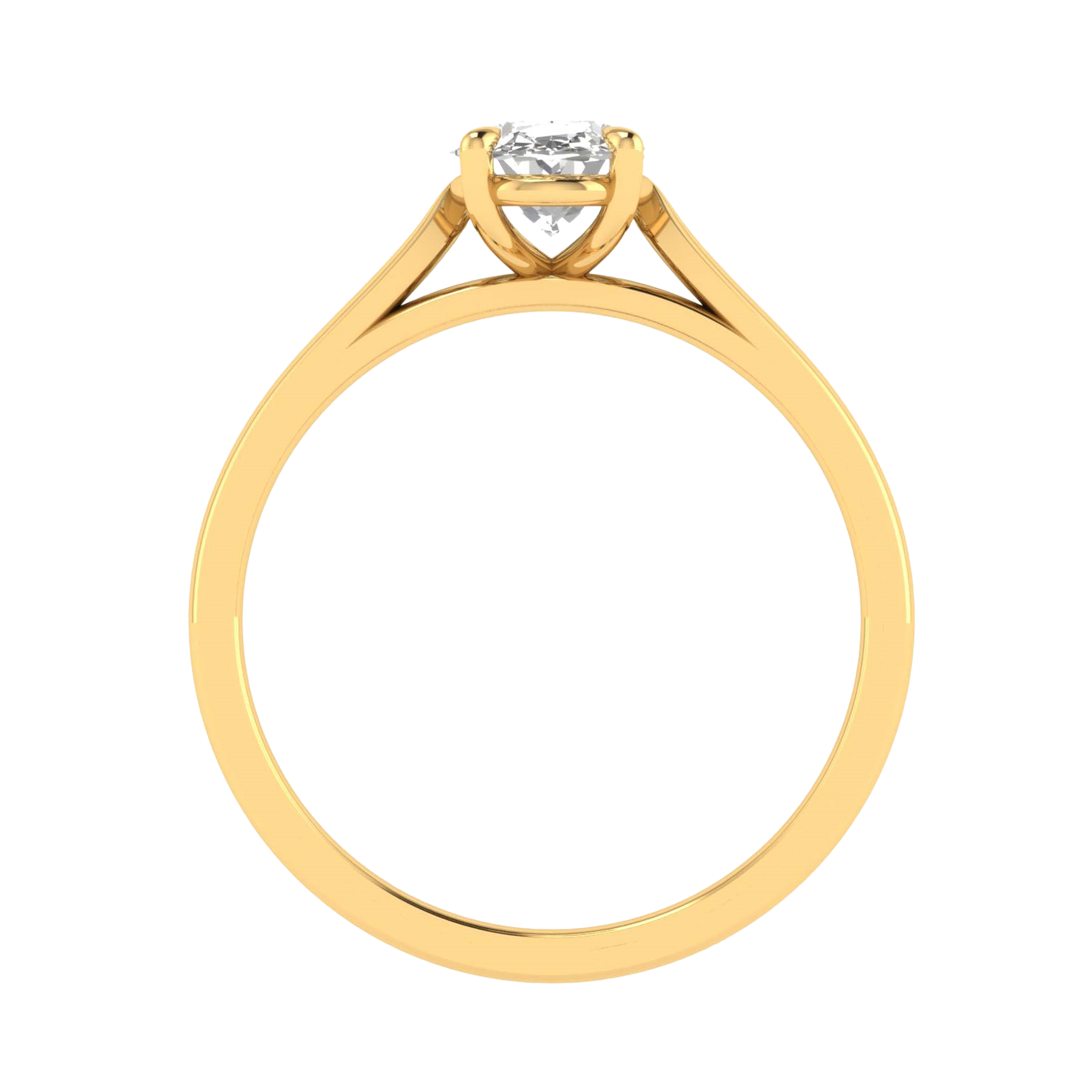 Ovale Solitaire Ring met 4‑Poots Zetting en Flat‑Rectangular Band 0,25–3 karaat