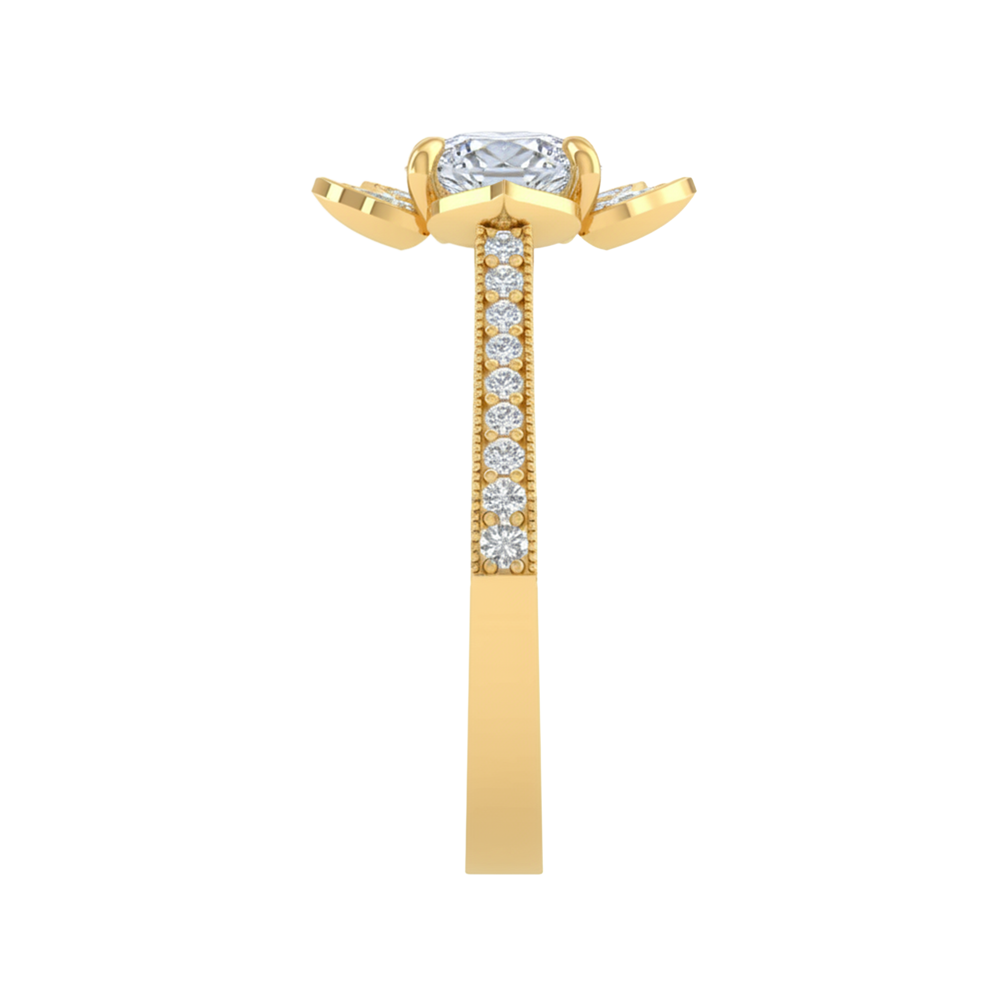 Entourage ring met bloemdesign en sierlijke banddetails 1,79 karaat