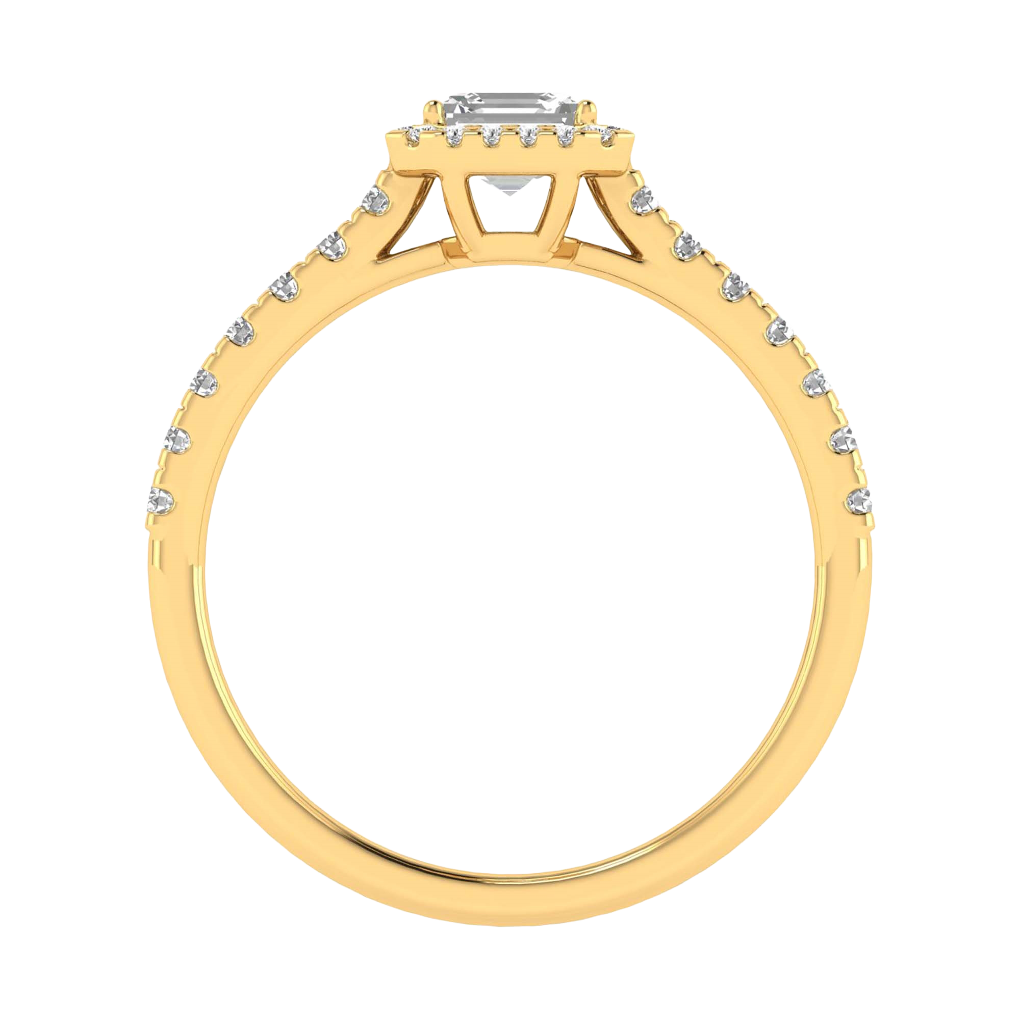 Asscher Halo Ring with Pavé Band 0.8–3.73 Carat
