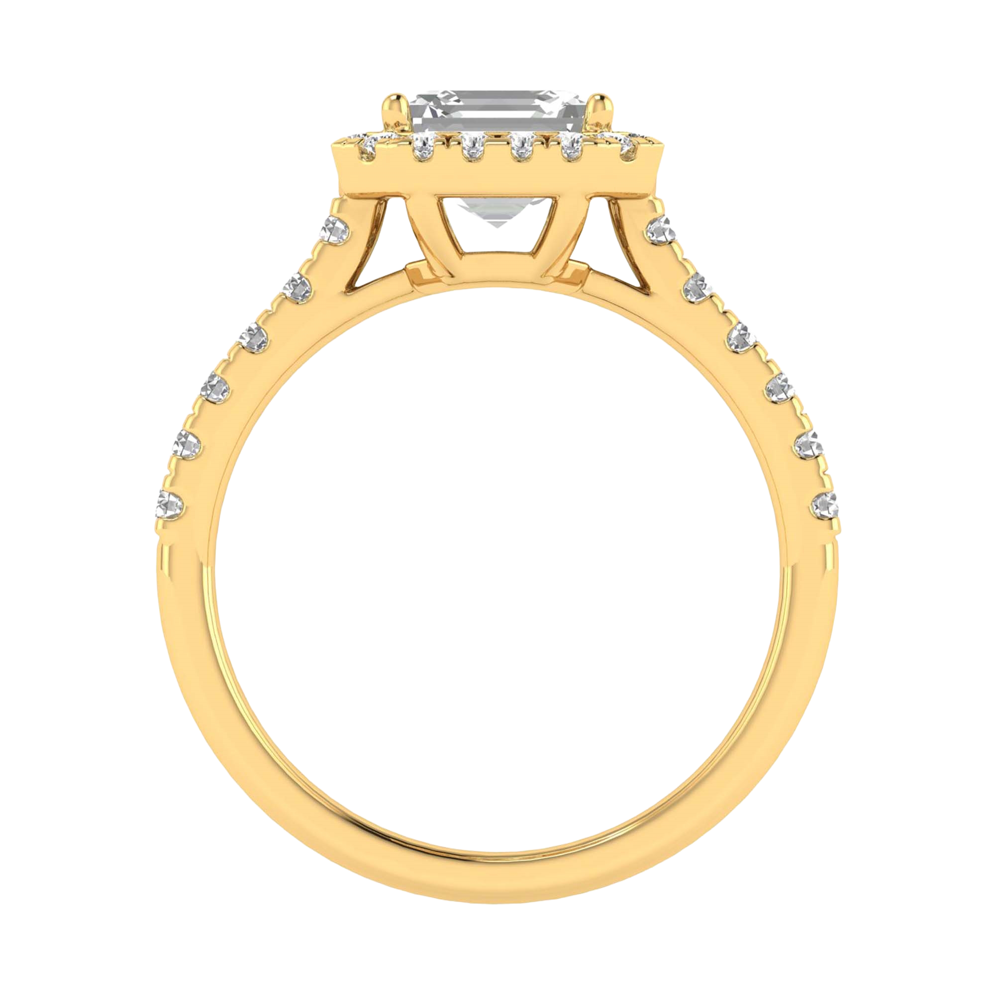 Asscher Halo Ring with Pavé Band 0.8–3.73 Carat