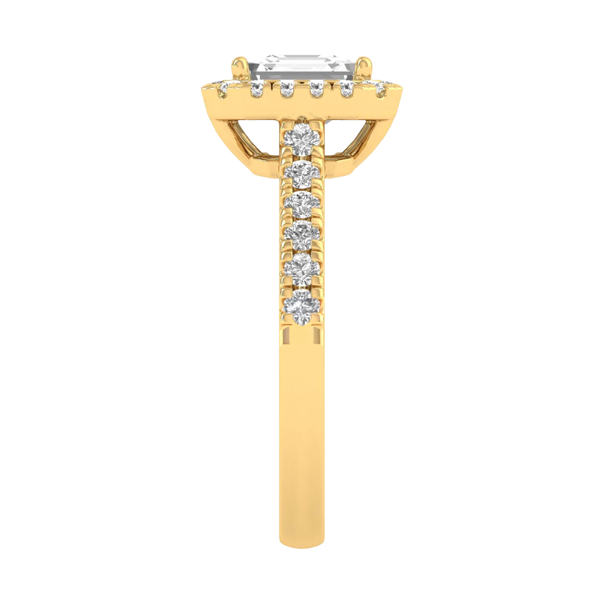 Asscher Halo Ring with Pavé Band 0.8–3.73 Carat