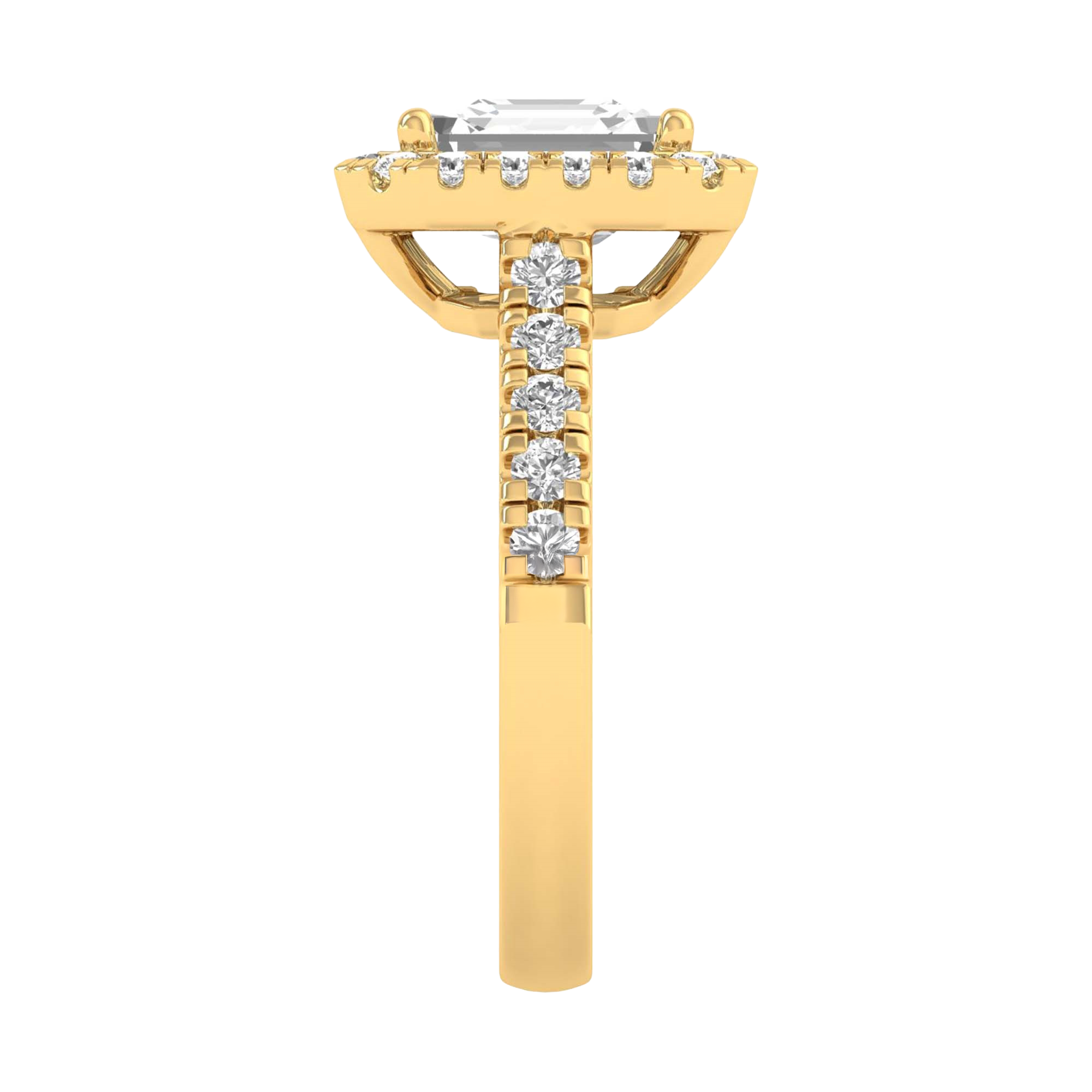Asscher Halo Ring with Pavé Band 0.8–3.73 Carat