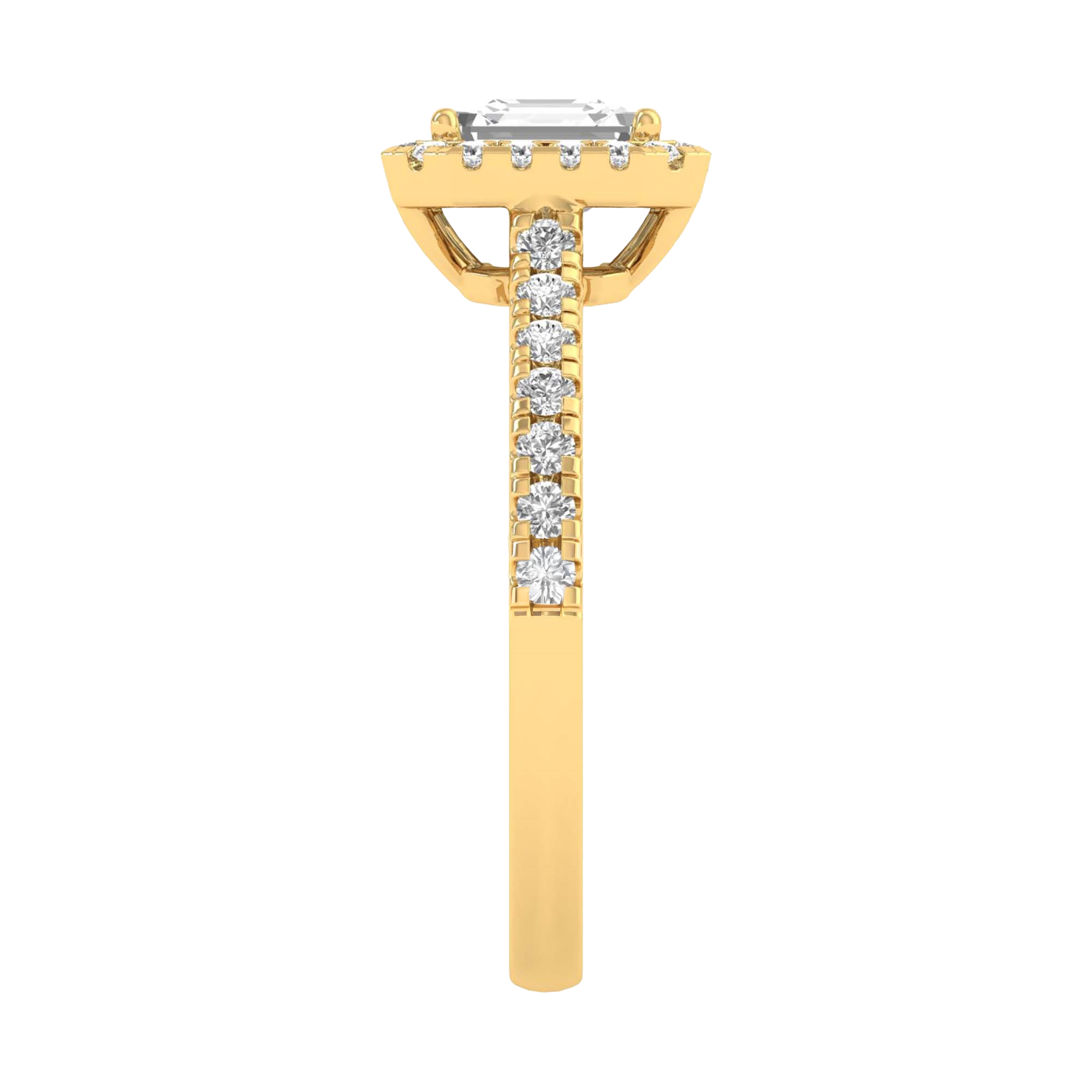 Asscher Halo Ring with Pavé Band 0.8–3.73 Carat