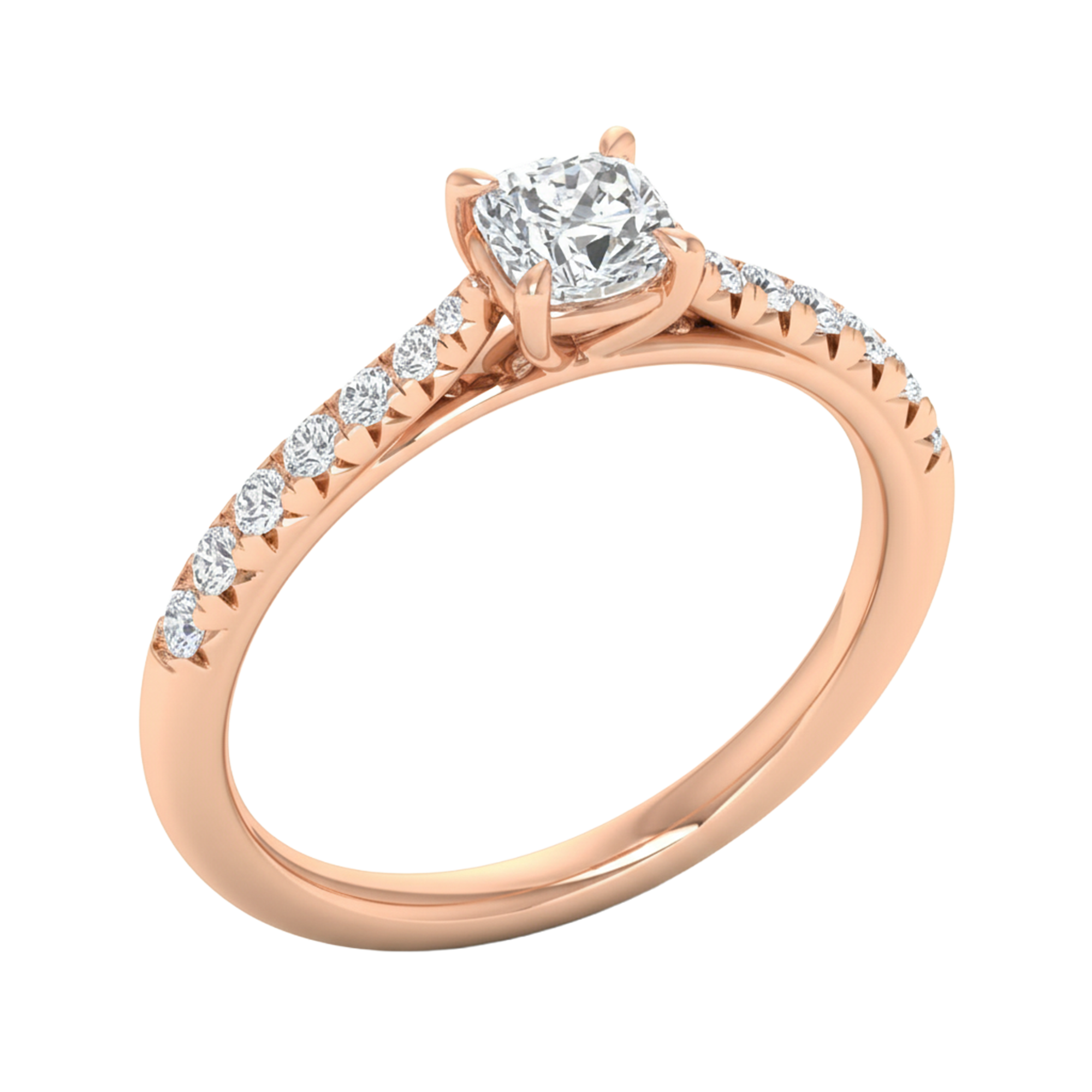Louisa Diamanten Solitaire Pavé Ring Cushion - 0.7ct tot 3.1ct