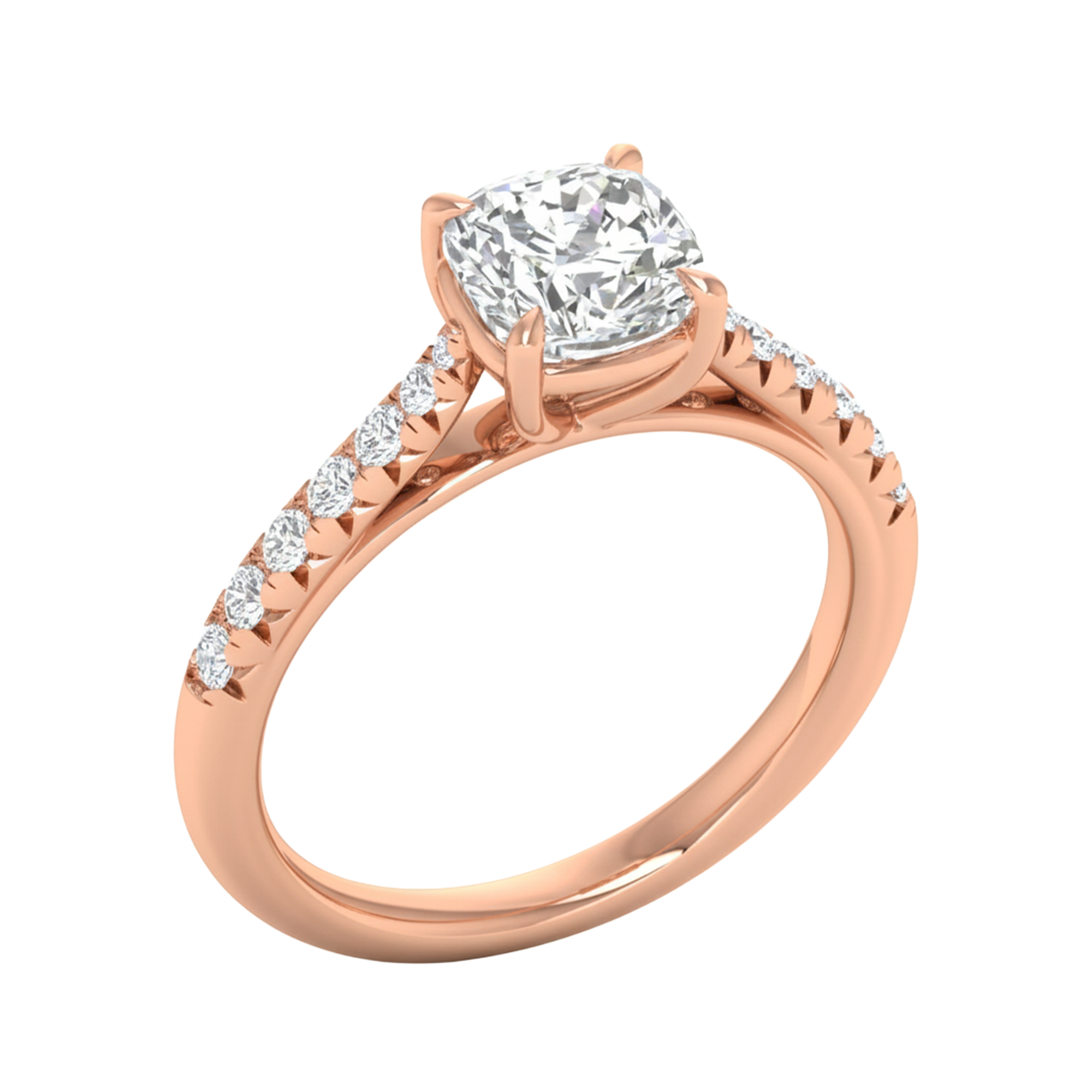 Louisa Diamanten Solitaire Pavé Ring Cushion - 0.7ct tot 3.1ct