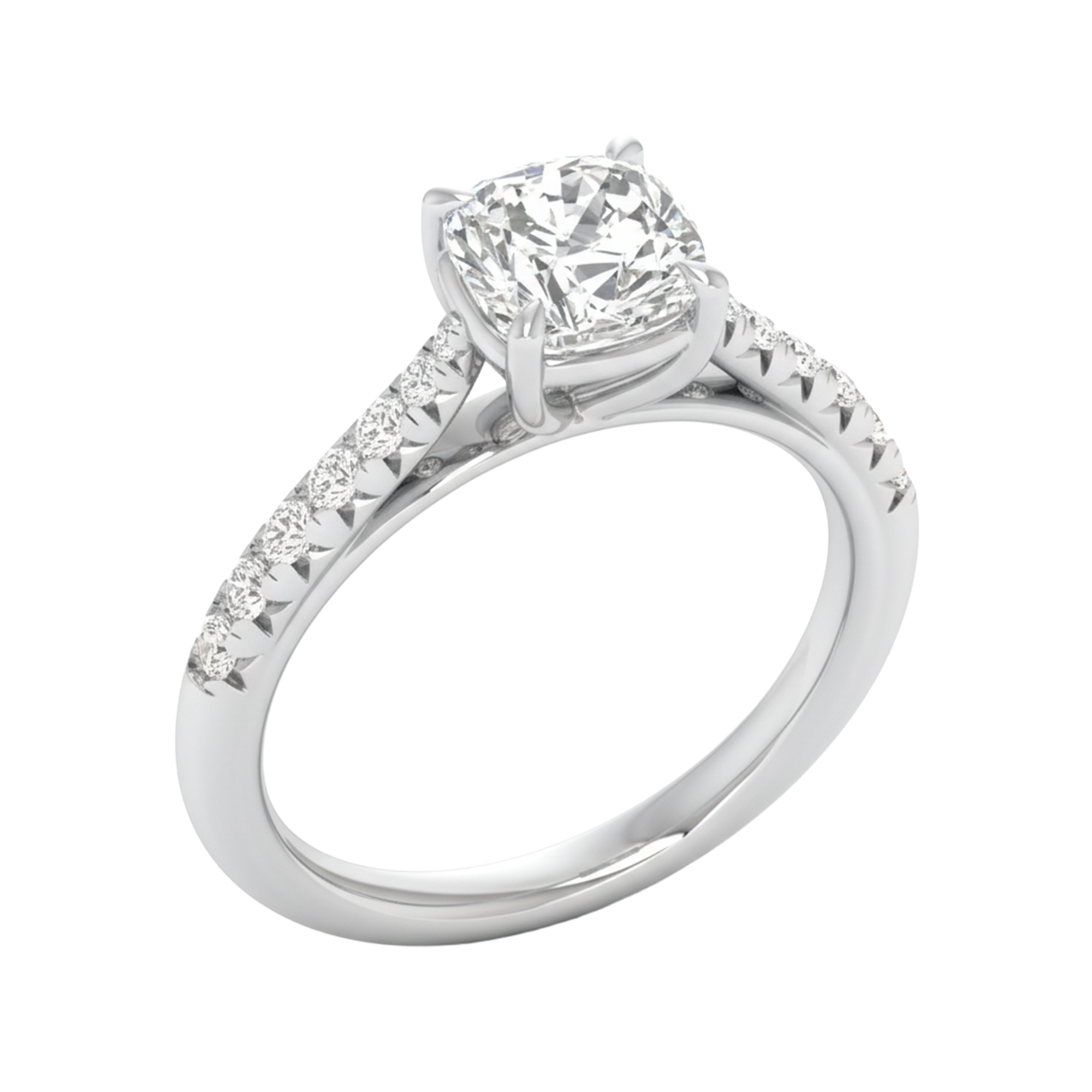 Louisa Diamanten Solitaire Pavé Ring Cushion - 0.7ct tot 3.1ct
