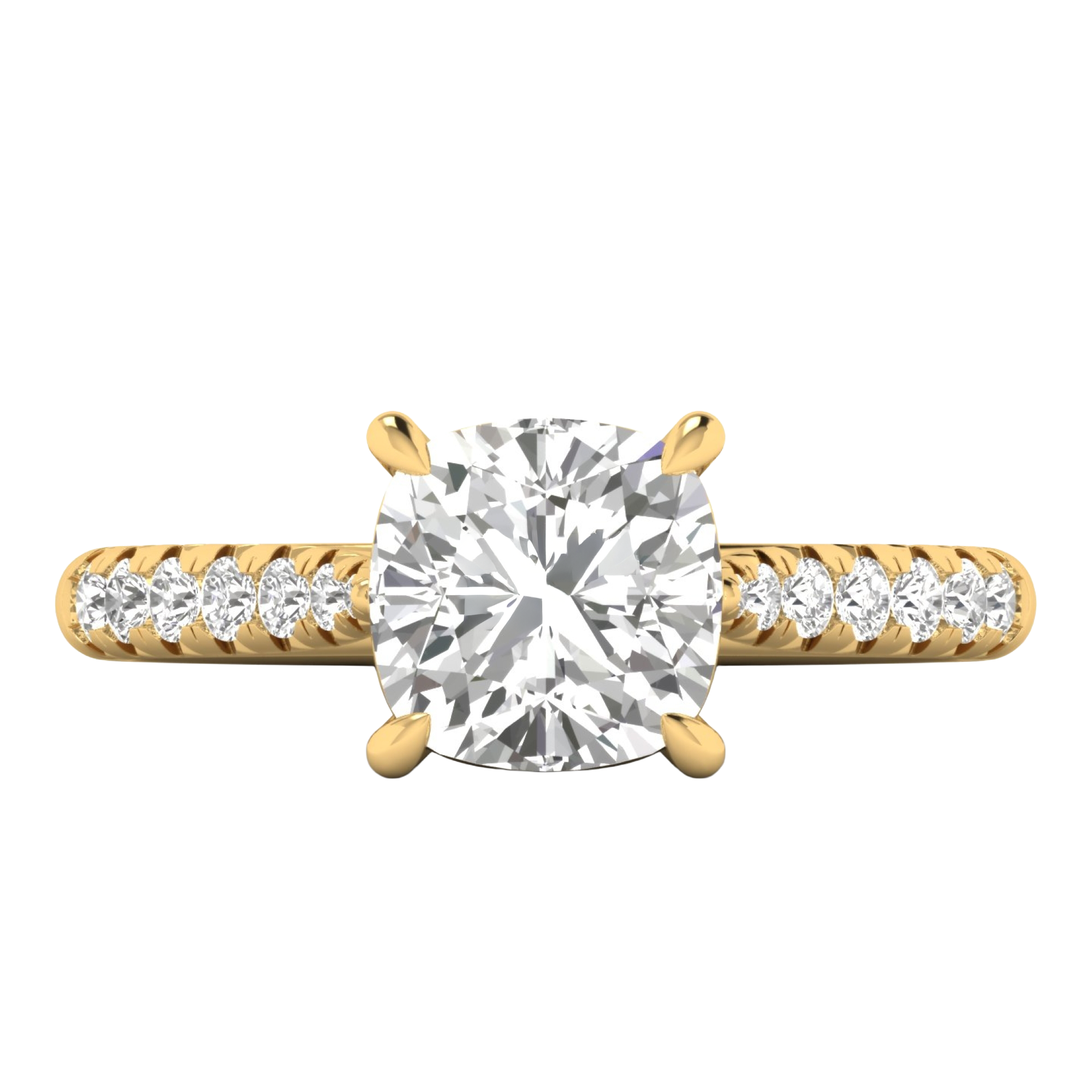 Louisa Diamanten Solitaire Pavé Ring Cushion - 0.7ct tot 3.1ct