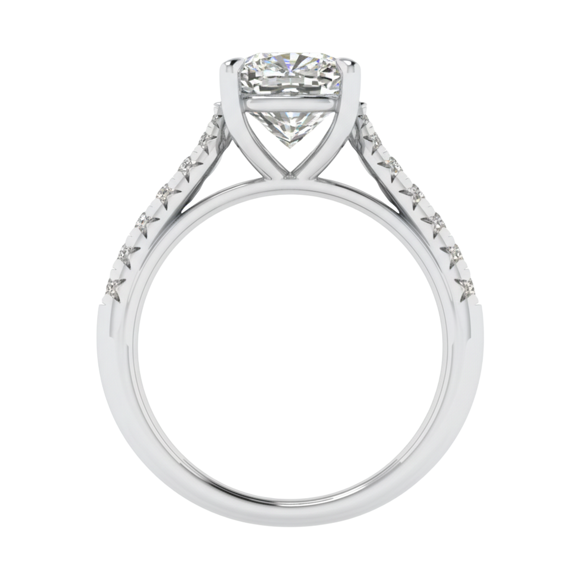 Louisa Diamanten Solitaire Pavé Ring Cushion - 0.7ct tot 3.1ct