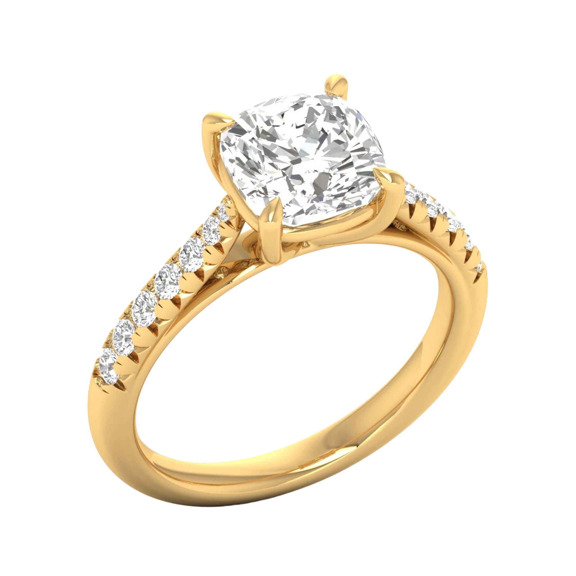 Louisa Diamanten Solitaire Pavé Ring Cushion - 0.7ct tot 3.1ct